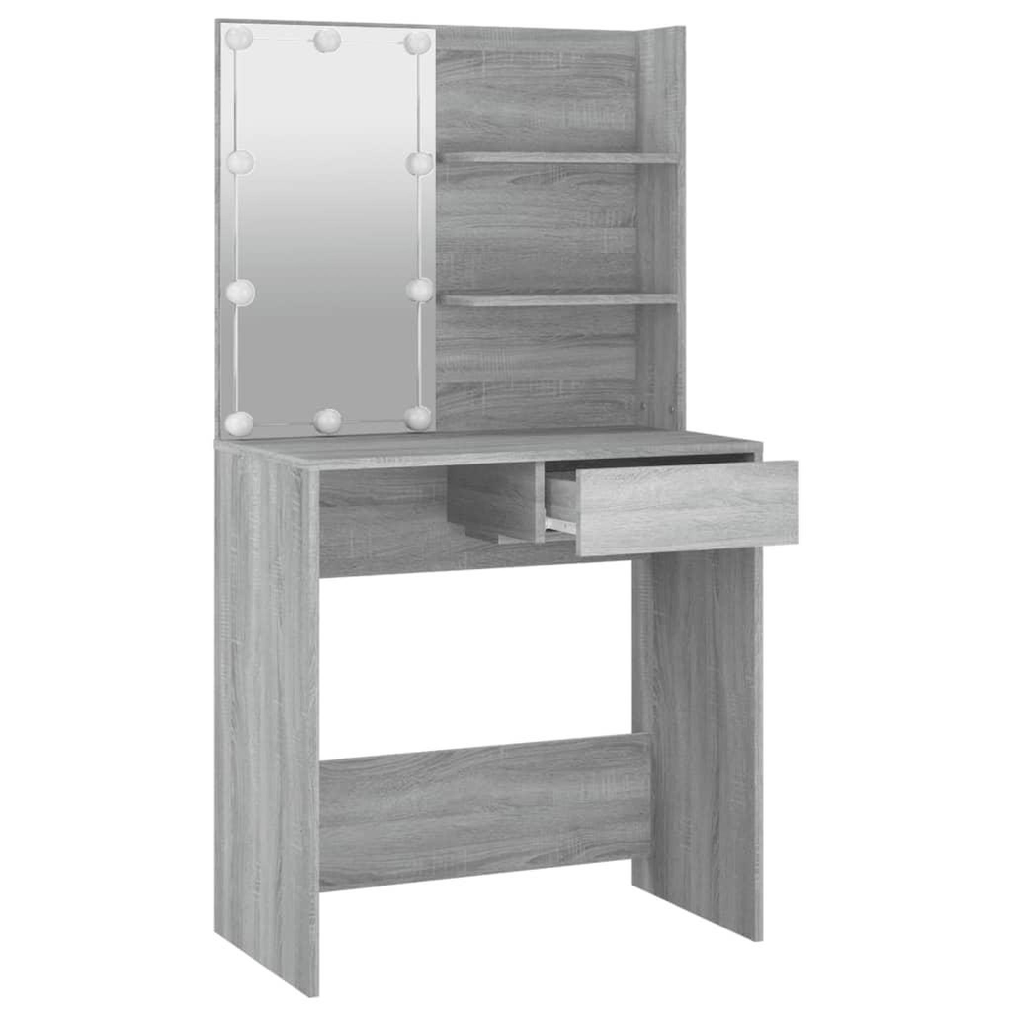 Voir la diapositive 4 : VIDAXL Coiffeuse avec LED Sonoma gris 74,5x40x141 cm