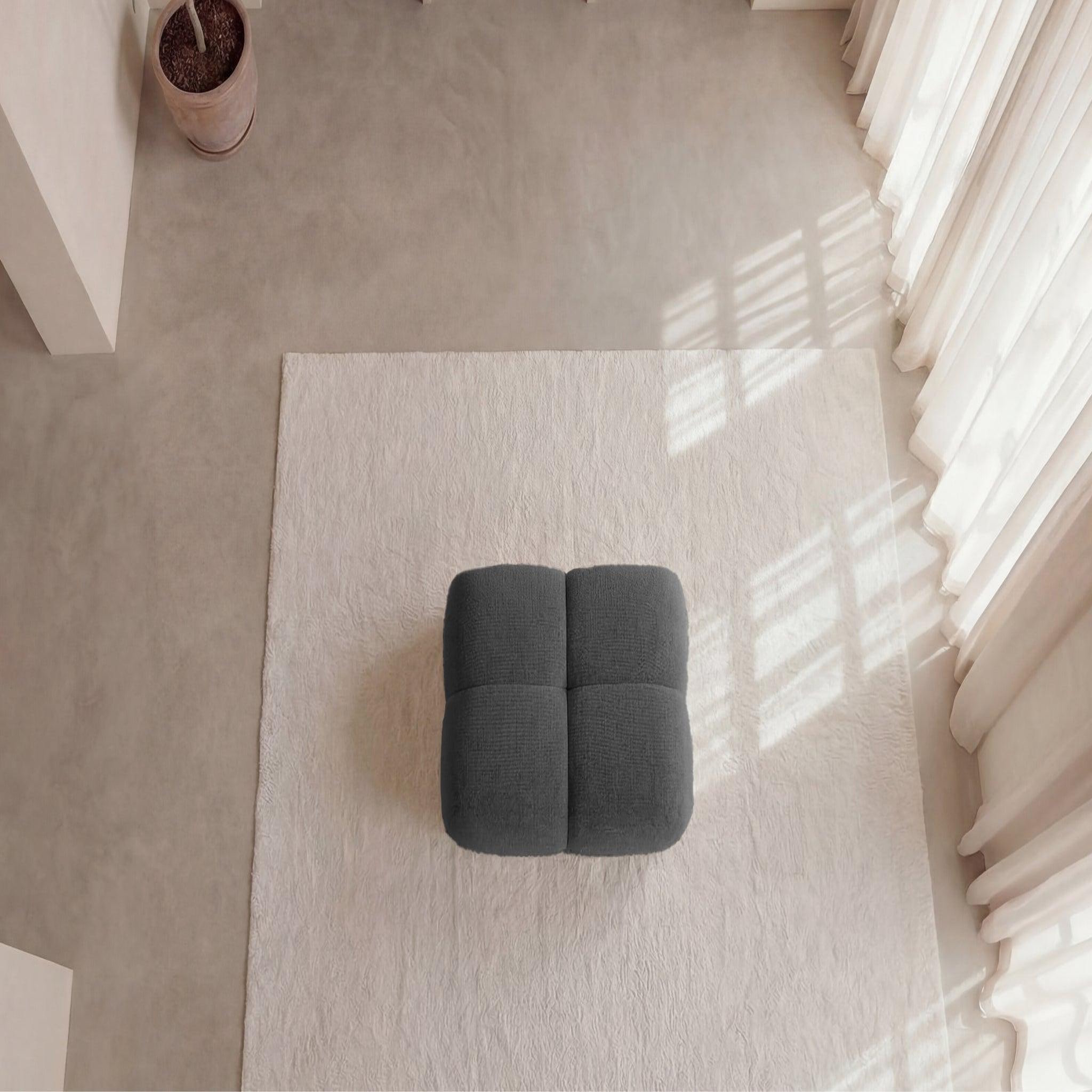 Voir la diapositive 5 : CASANOVA PARIS Constance - pouf en tissu chenille 72x72x43.5