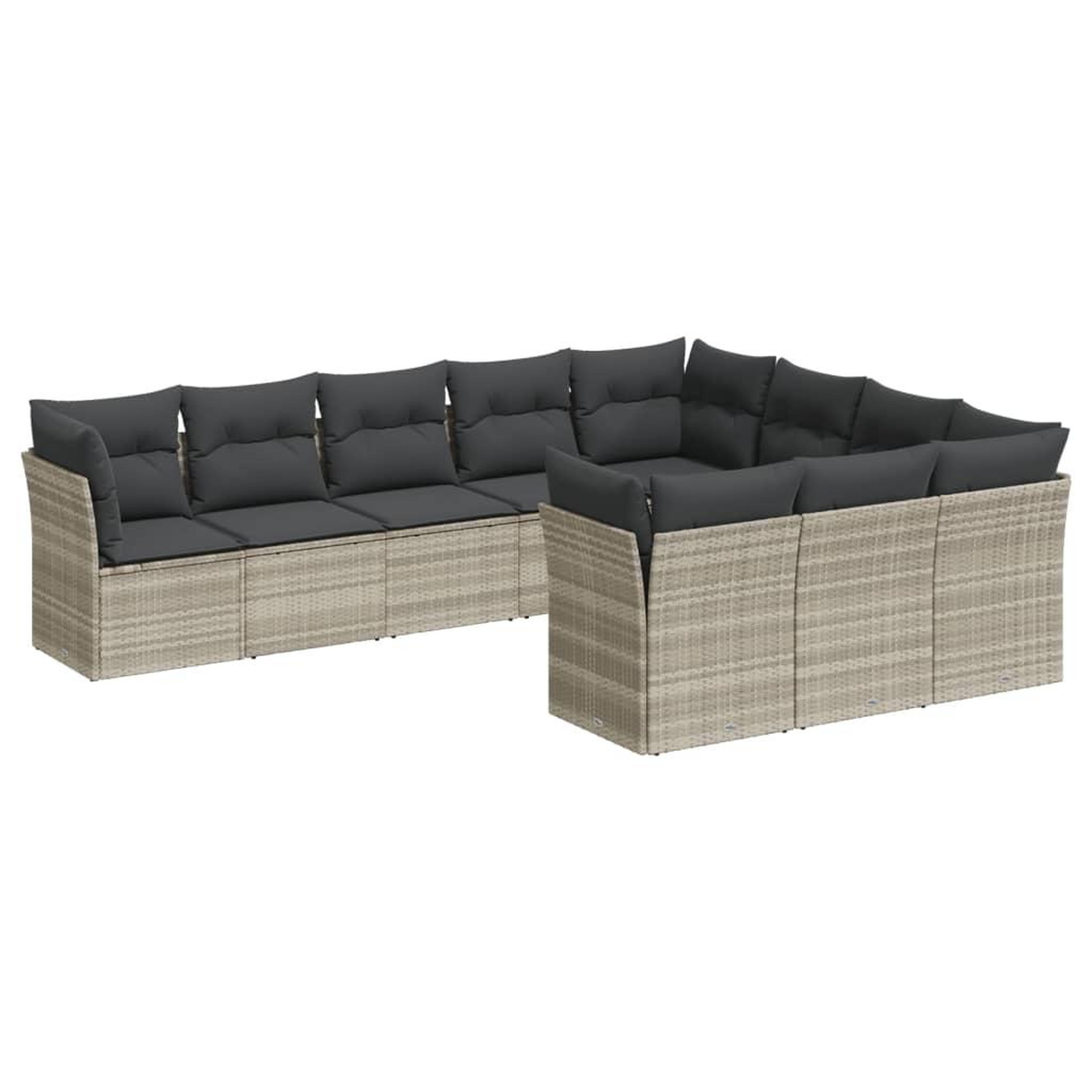 Voir la diapositive 2 : VIDAXL Salon de jardin avec coussins 10 pcs gris clair resine tressee