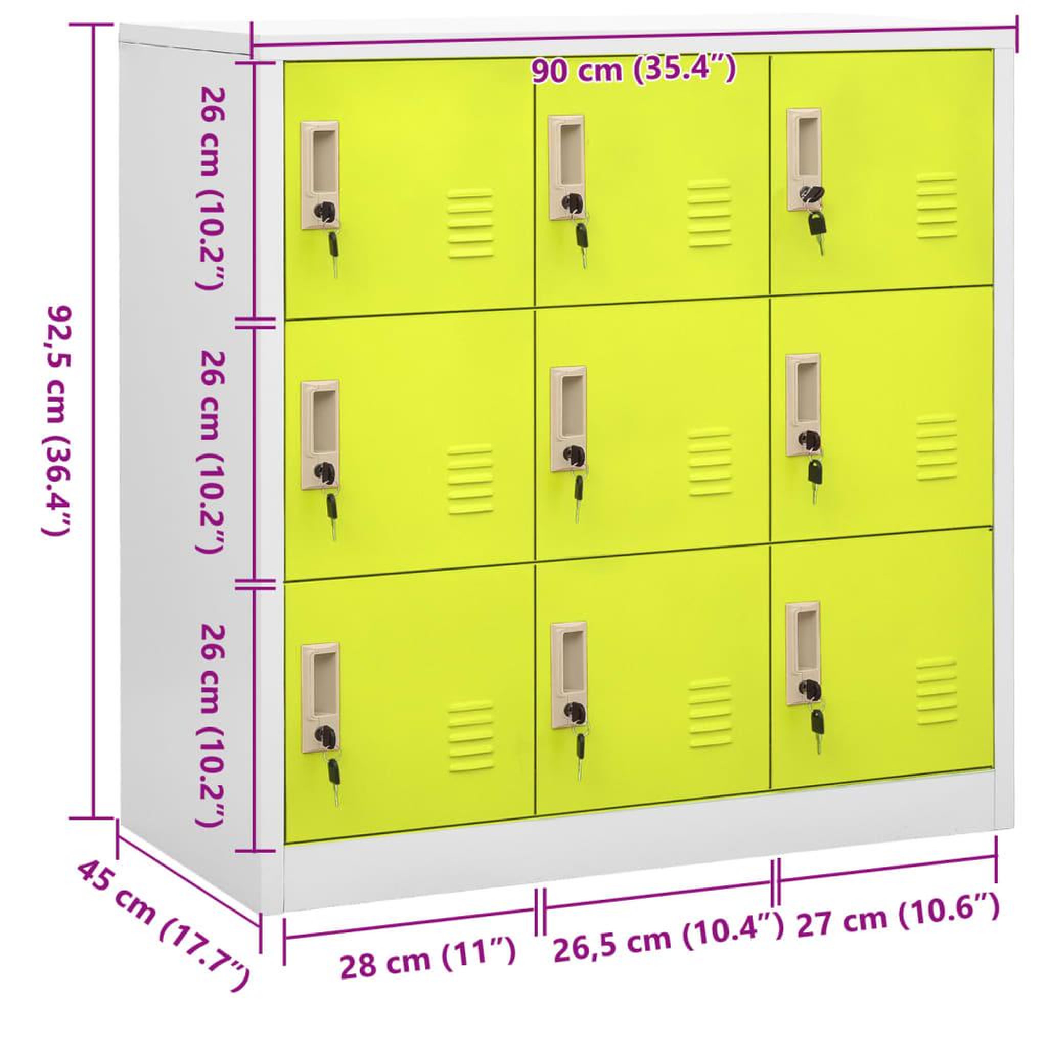 Voir la diapositive 6 : VIDAXL Armoire a casiers Gris clair et vert 90x45x92,5 cm Acier