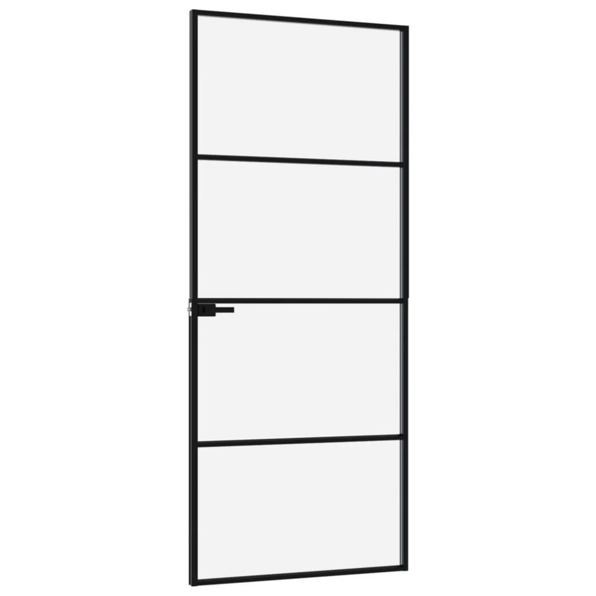 VIDAXL Porte d'interieur Noir 76x201,5 cm Trempe verre aluminium fin