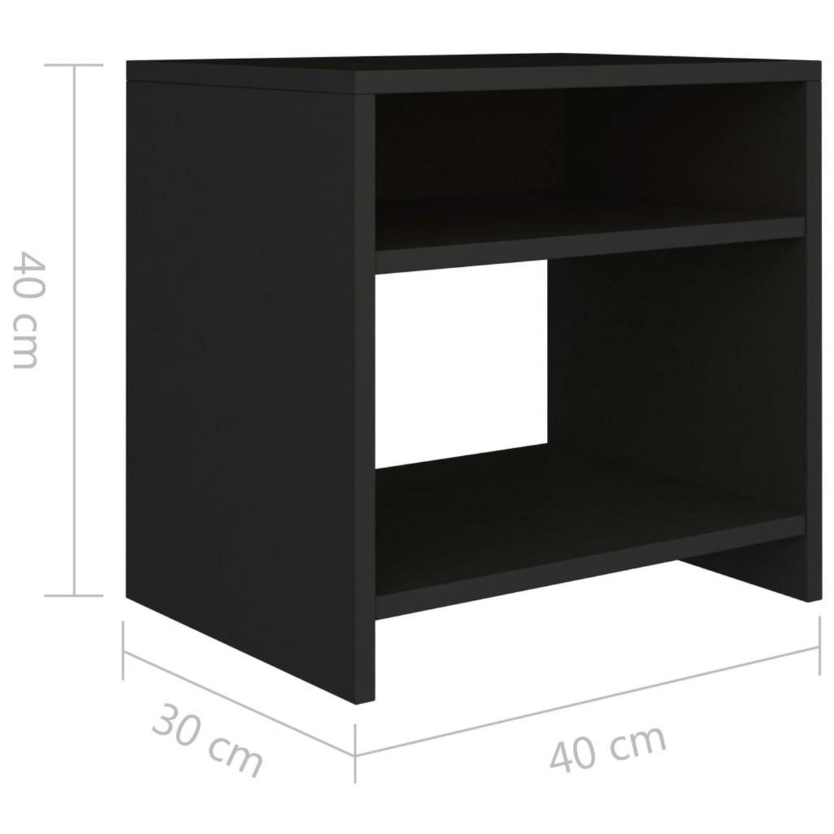 VIDAXL Tables de chevet 2 pcs Noir 40x30x40 cm Bois d'ingenierie