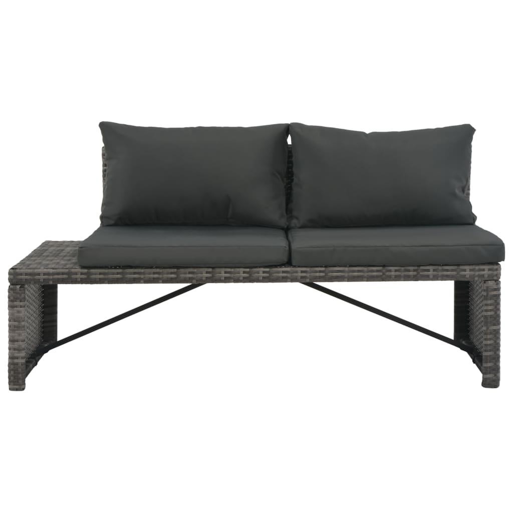 Voir la diapositive 2 : VIDAXL Salon de jardin 3 pcs avec coussins resine tressee gris