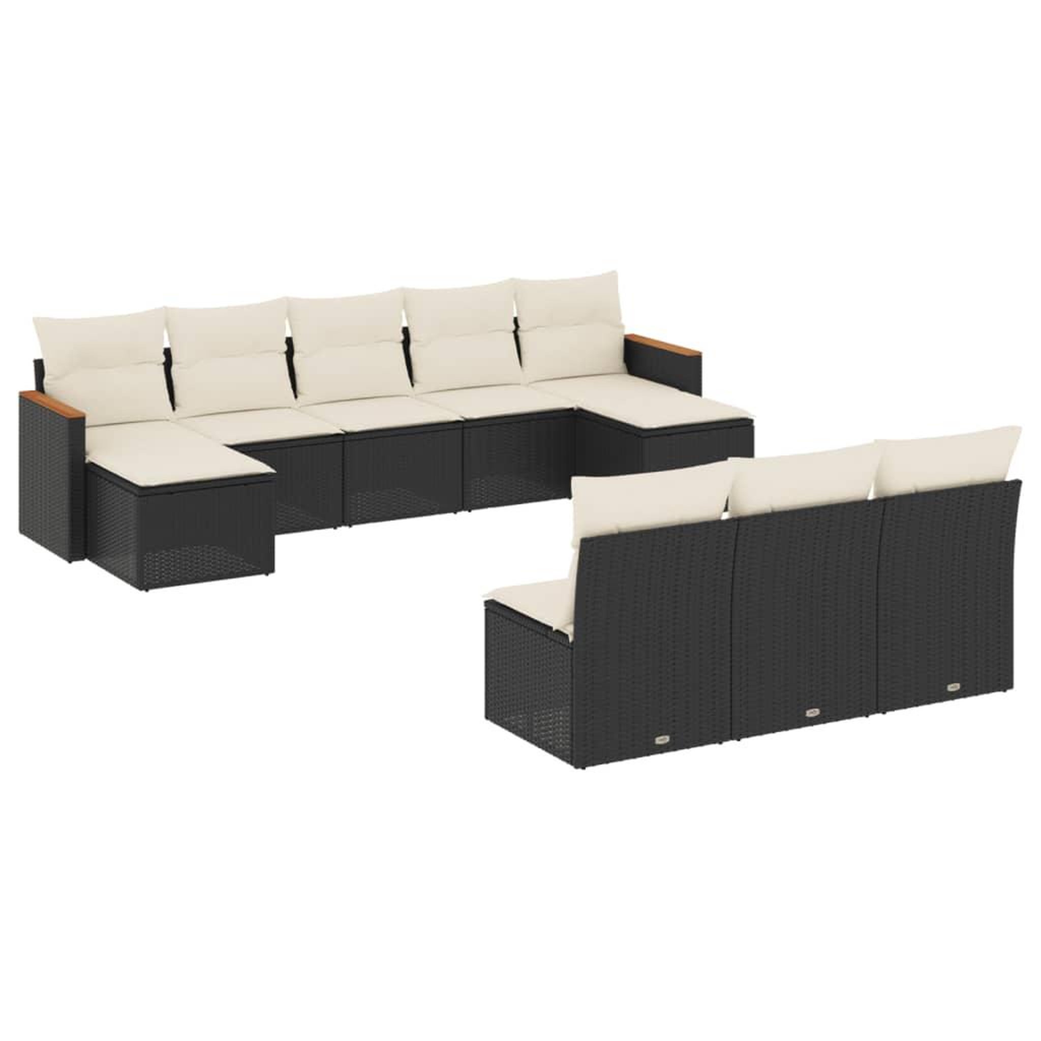 Voir la diapositive 2 : VIDAXL Salon de jardin 10 pcs avec coussins noir resine tressee