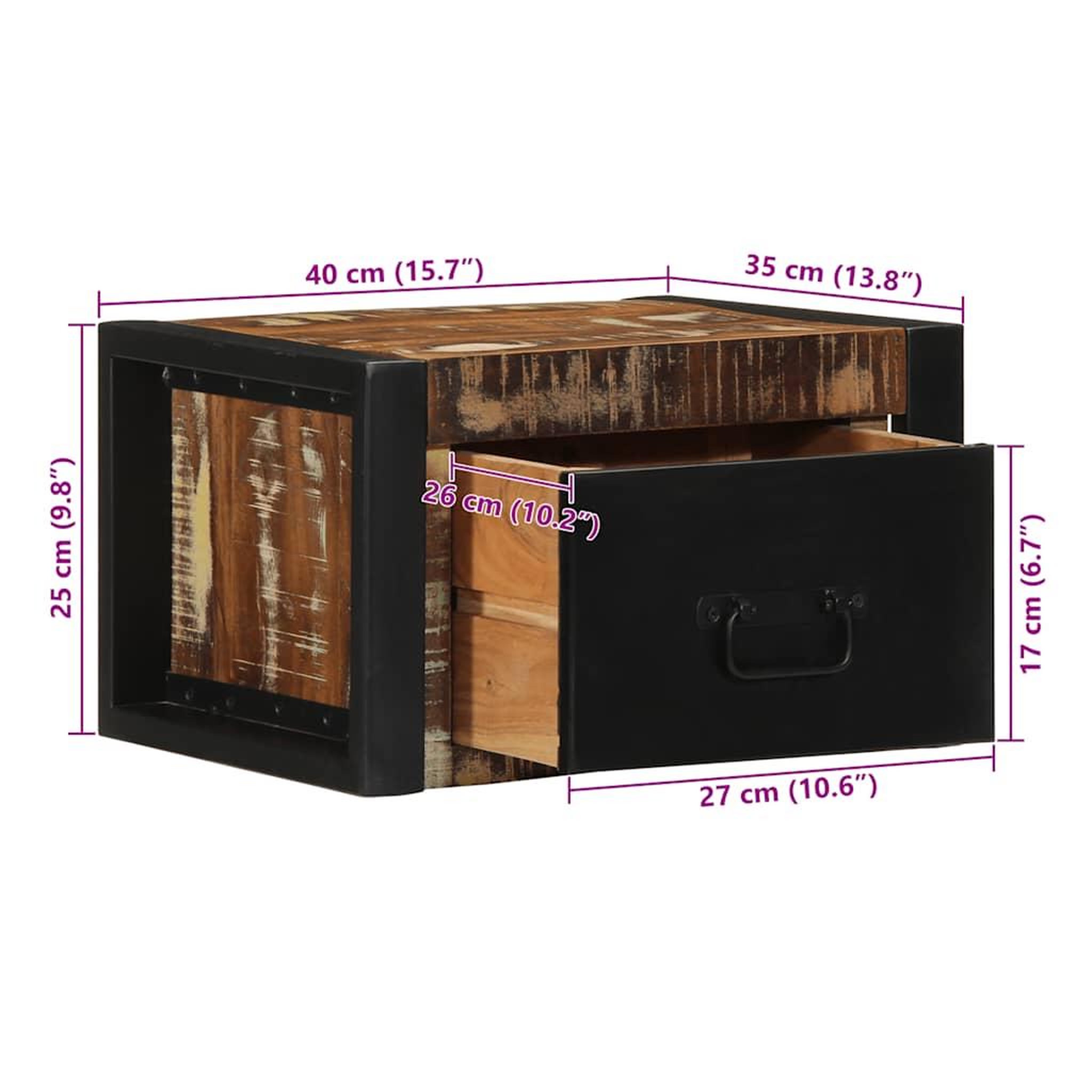 Voir la diapositive 6 : VIDAXL Table de chevet multicolore 40x35x25 cm bois de recuperation