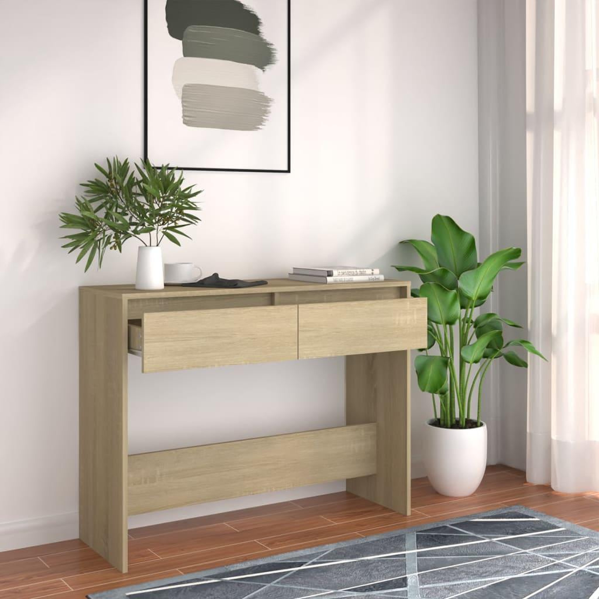 Voir la diapositive 1 : VIDAXL Table console chene sonoma 100x35x76,5 cm bois d'ingenierie