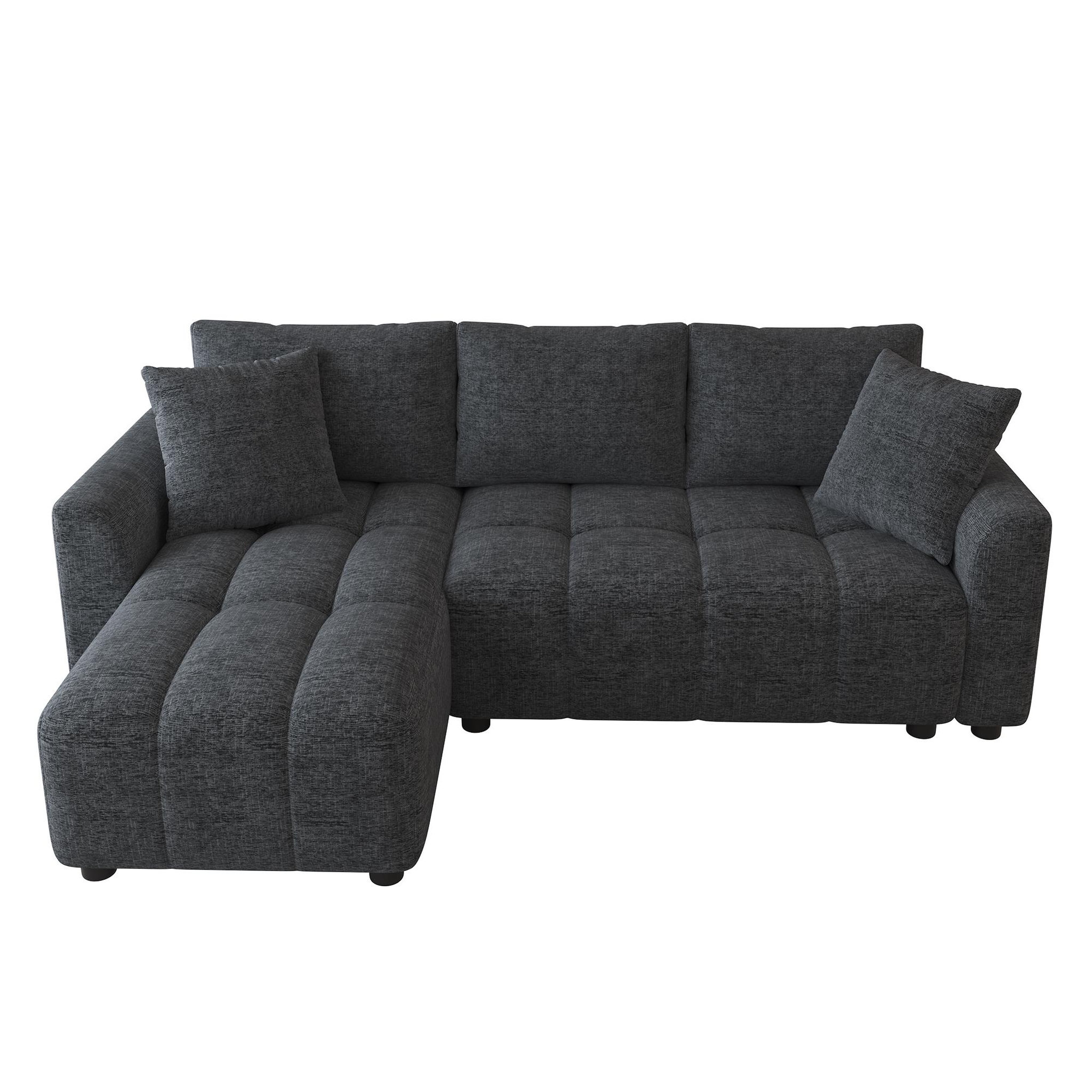 MERAX Canapé d'angle réversible fixe 3 places tissu. Coloris disponibles : Gris