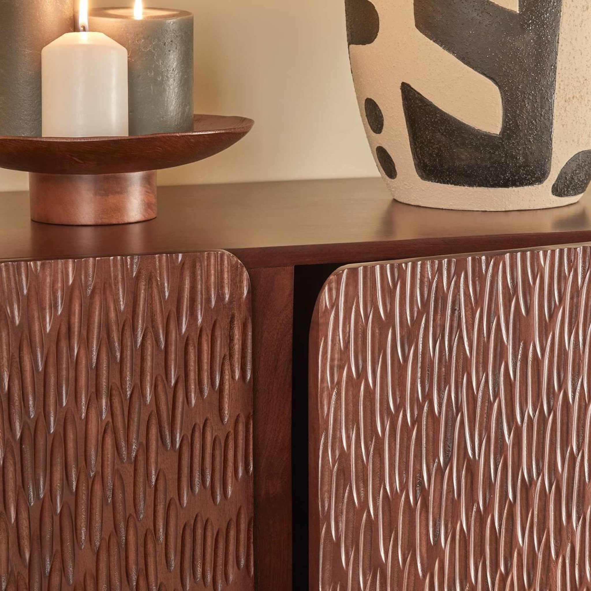 Voir la diapositive 6 : ATMOSPHERA Buffet 3 Portes en Bois  Nyero  150cm Marron