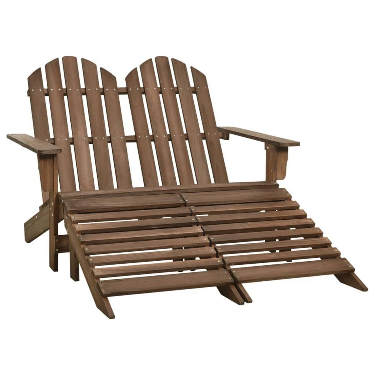 VIDAXL Chaise de jardin Adirondack 2 places repose-pied sapin marron