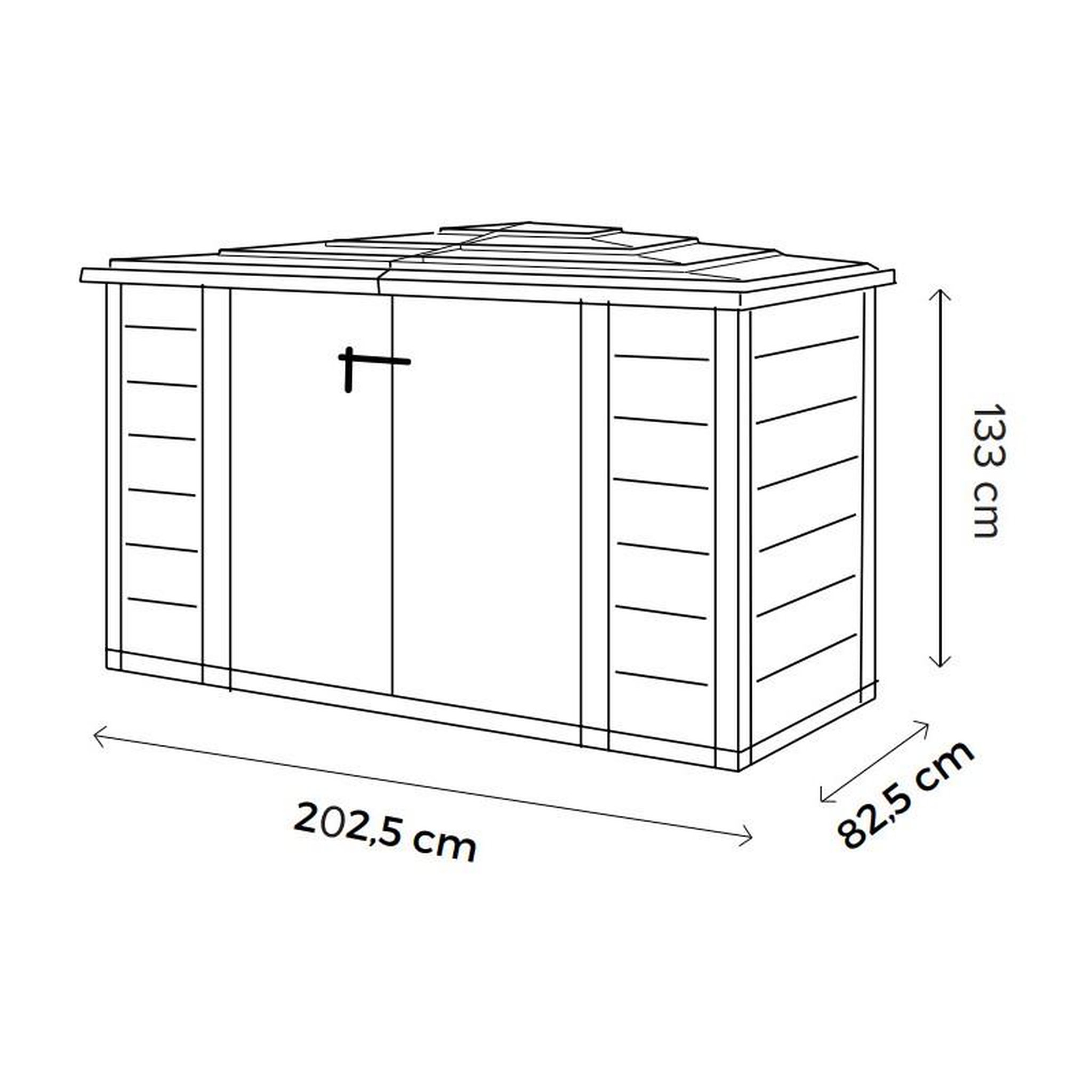 Voir la diapositive 6 : Coffre de rangement jardin rangement à vélo résine - 1930L - Beige et marron clair - BOX EVO 200