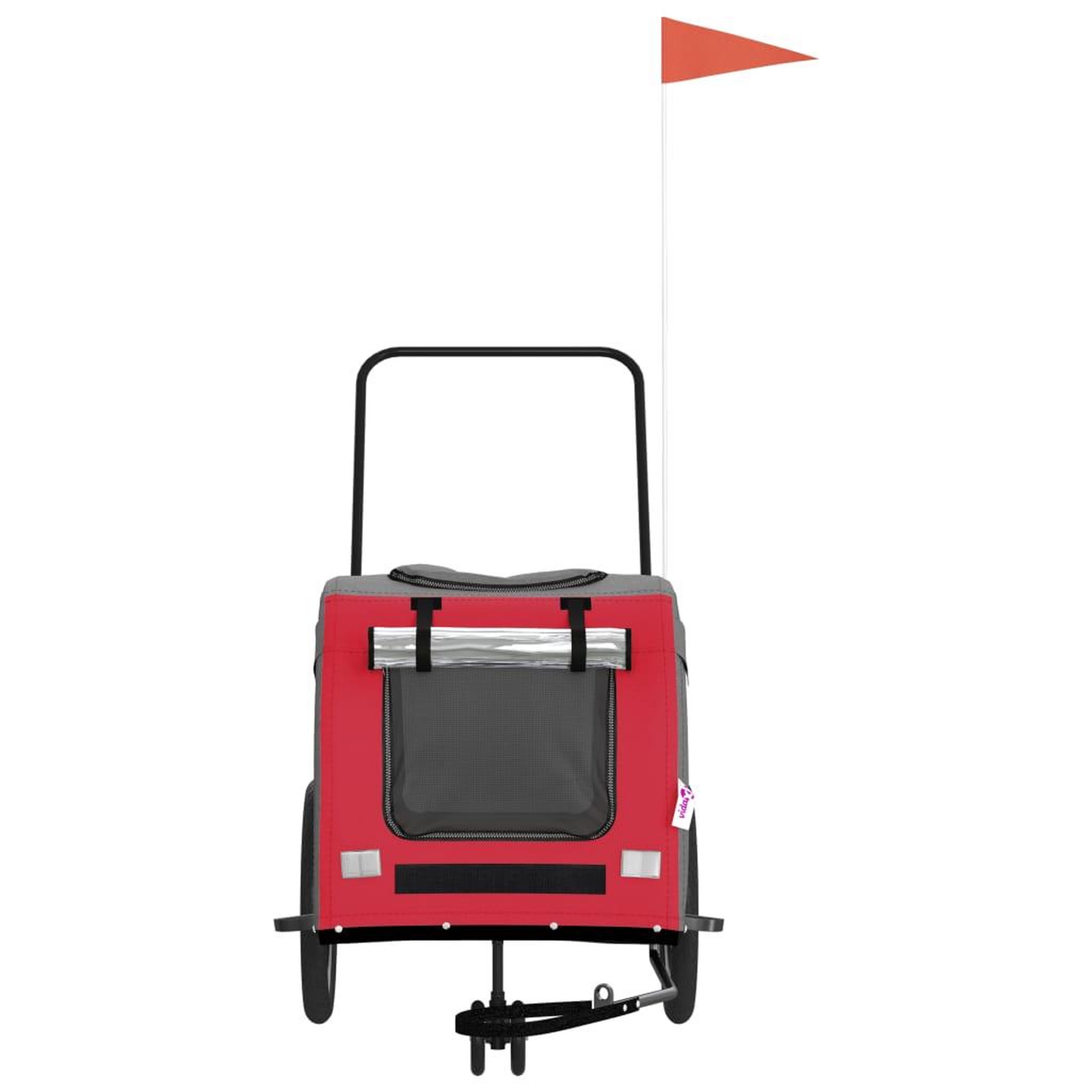 Voir la diapositive 4 : VIDAXL Remorque de velo pour animaux de compagnie rouge et gris