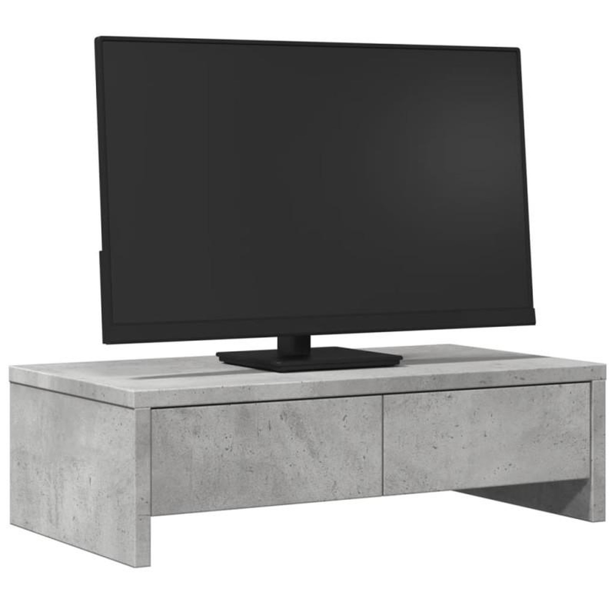 Voir la diapositive 3 : VIDAXL Support de moniteur avec tiroirs gris béton bois d ingénierie