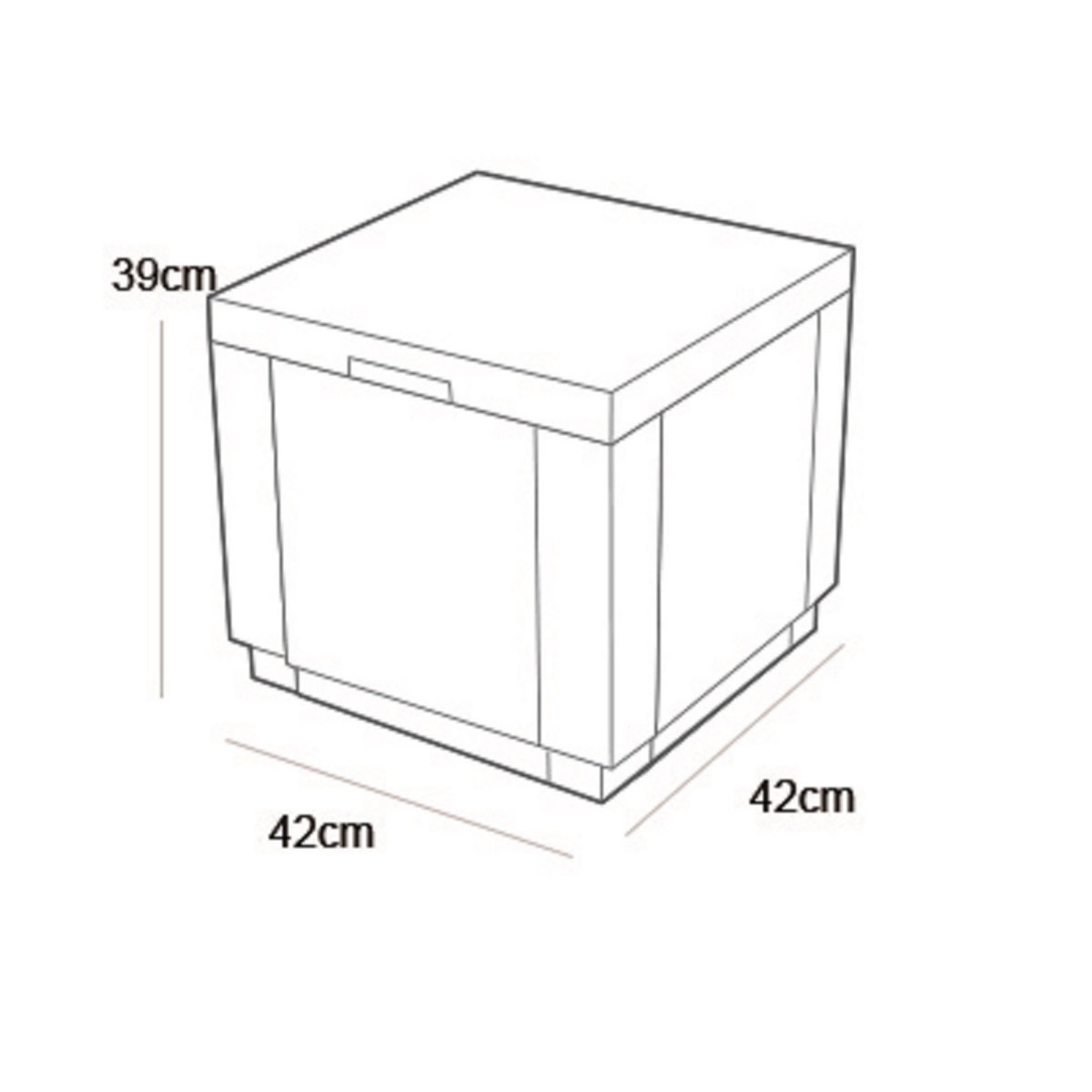 Table de jardin avec rangement - 2 places - Résine - Gris - CUBE
