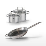 ELO Lot 2 Faitouts 16/20cm et Poêle 32cm Elo Relief Solution