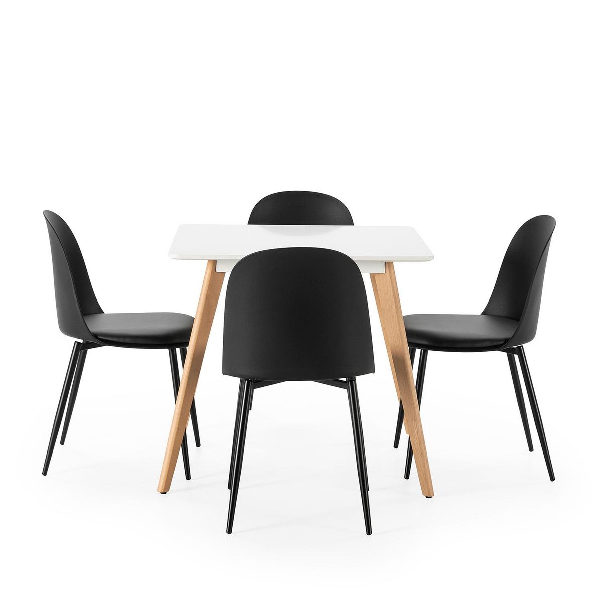 VS VENTA-STOCK Ensemble table 80x80 cm et 4 chaises de salle à manger Kana Noir