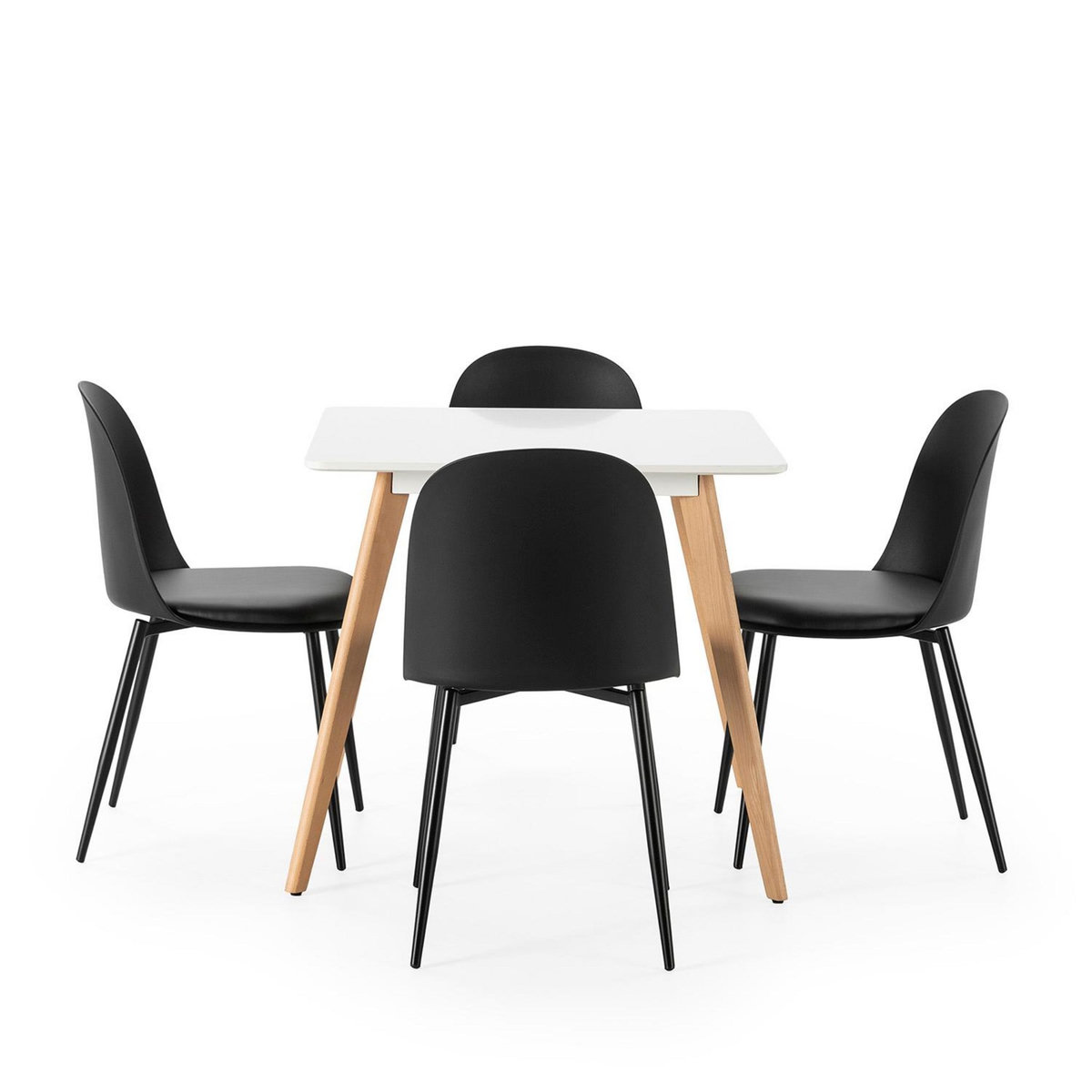 VS VENTA-STOCK Ensemble table 80x80 cm et 4 chaises de salle à manger Kana Noir