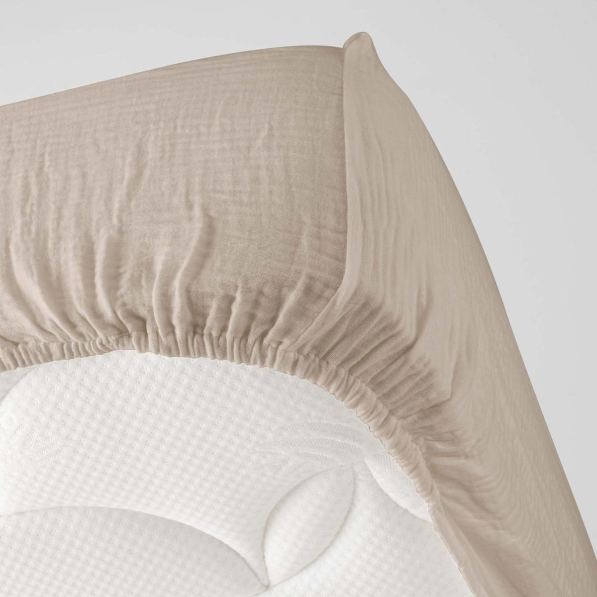Paris Prix Drap Housse en Gaze de Coton  Angelia  160x200cm Sable