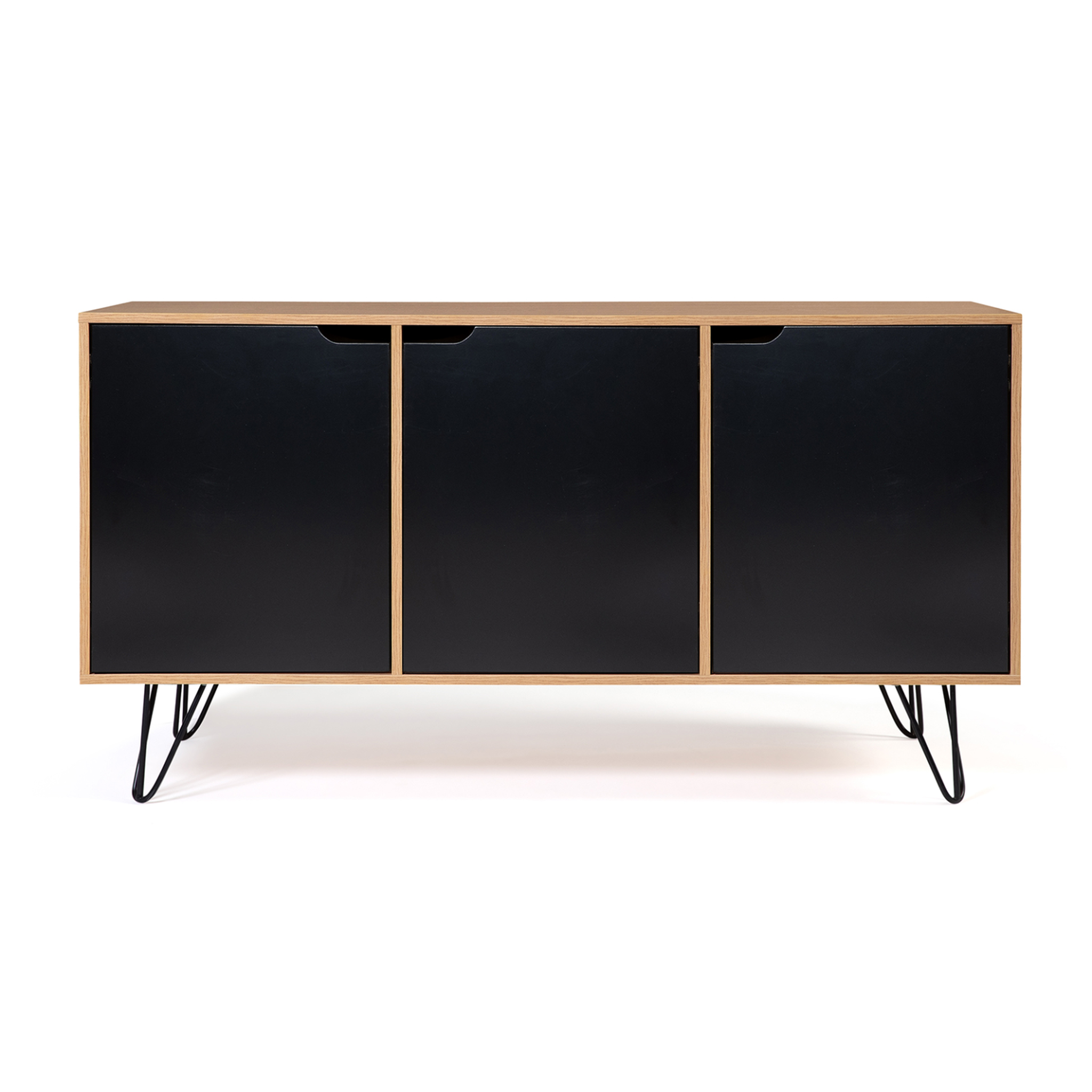 Voir la diapositive 3 : ID MARKET Buffet bas vintage 113 cm noemi 3 portes bois pied épingle