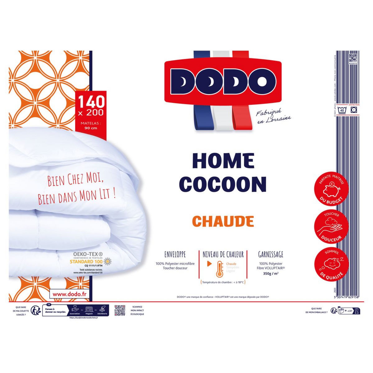 DODO Couette chaude en microfibre toucher douceur 350 g/m² HOME COCOON