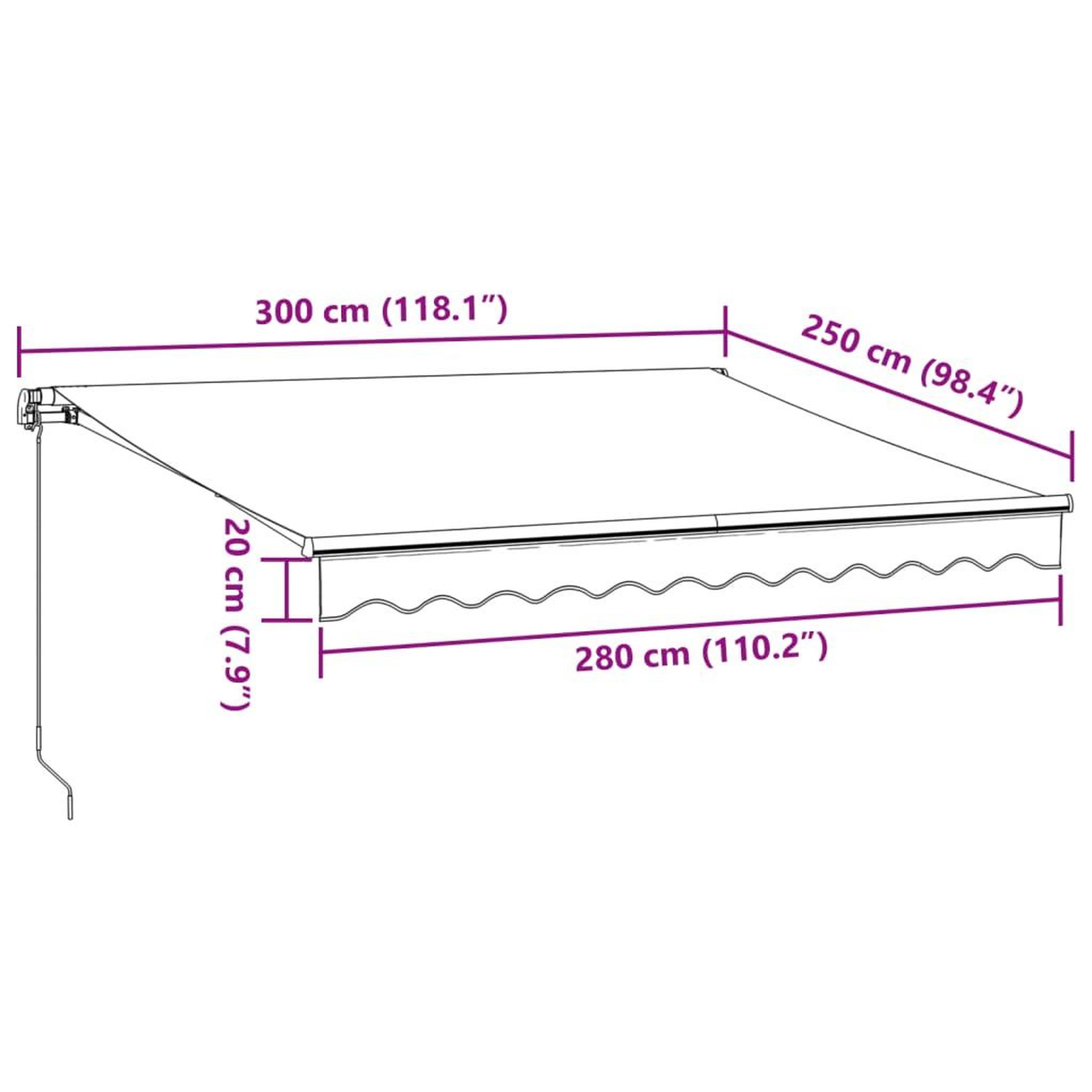 Voir la diapositive 6 : VIDAXL Auvent manuel retractable anthracite et blanc 300x250 cm