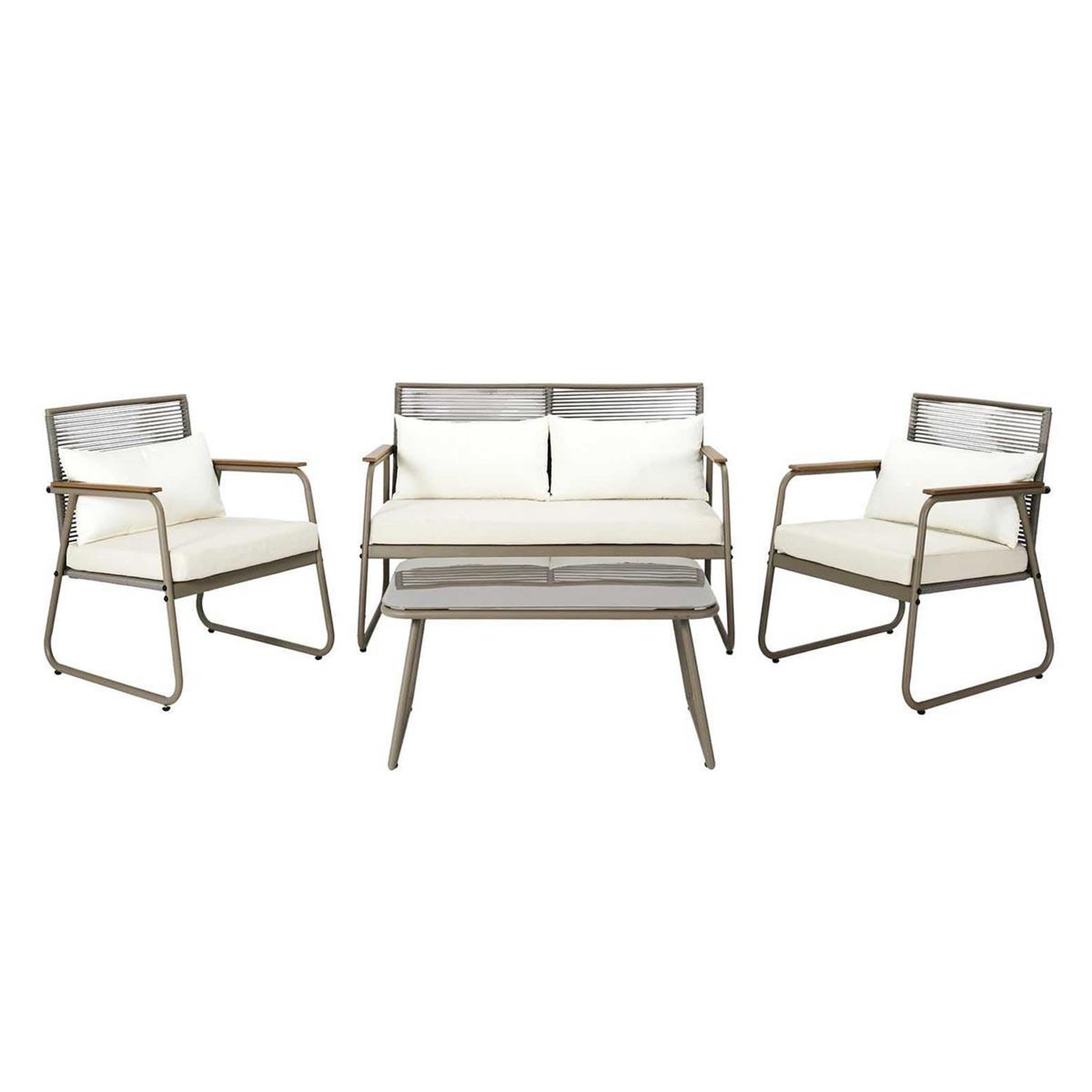 Voir la diapositive 1 : The Home Deco Factory Salon de jardin 4 pièces  palma  105cm beige