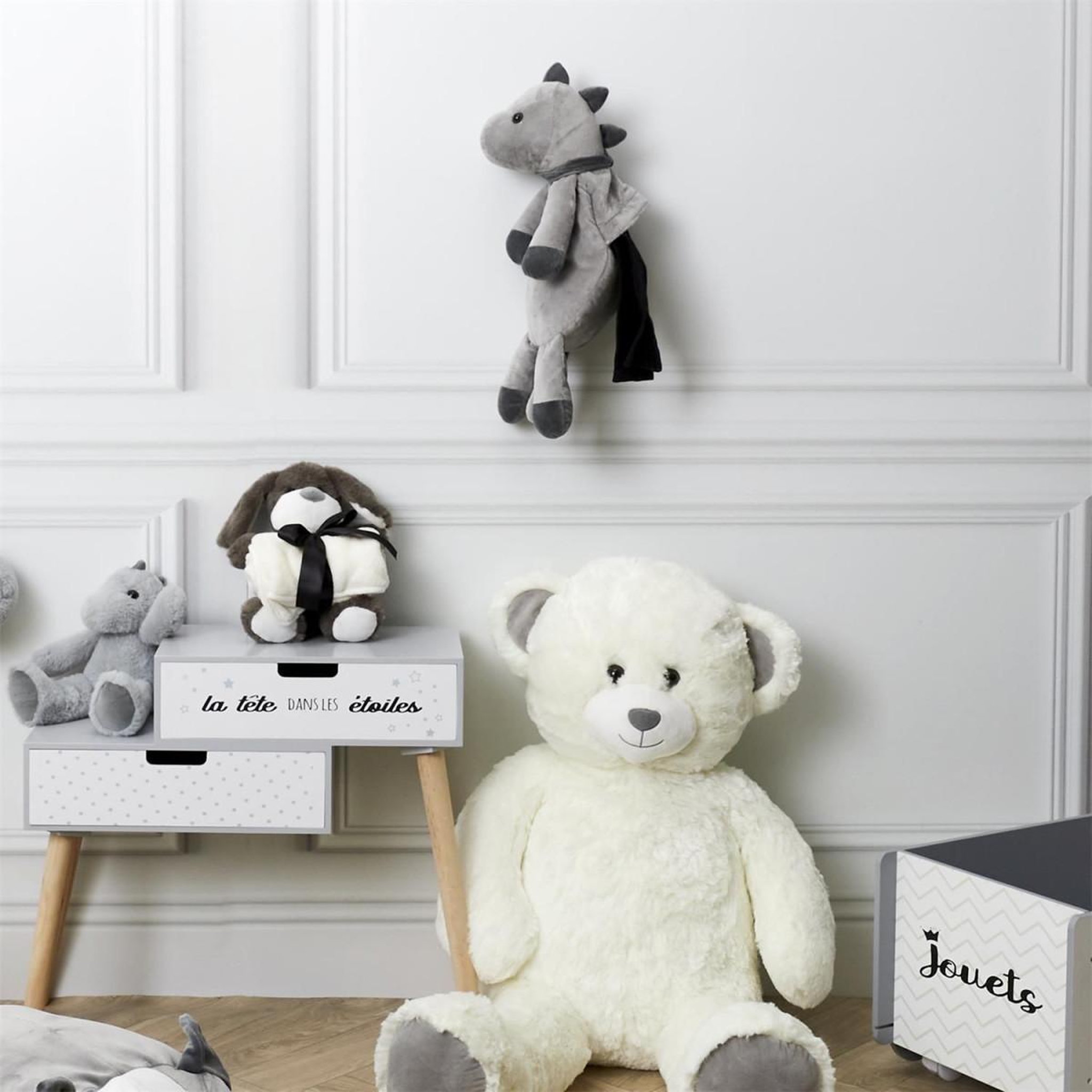 Voir la diapositive 6 : HOME DECO KIDS Range pyjama pour enfant  dinosaure  45cm gris