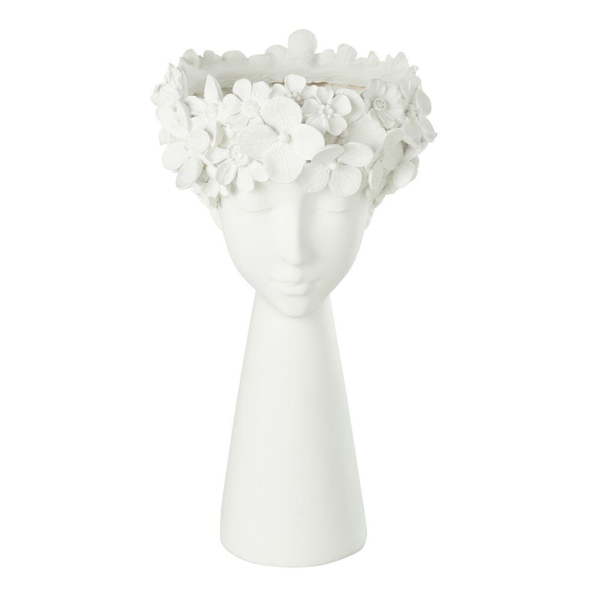 J-LINE Cache-Pot Déco  Tête  40cm Blanc