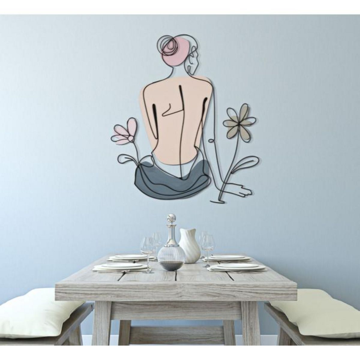 Paris Prix Décoration Murale en Métal  Lady Flower  90cm Multicolore