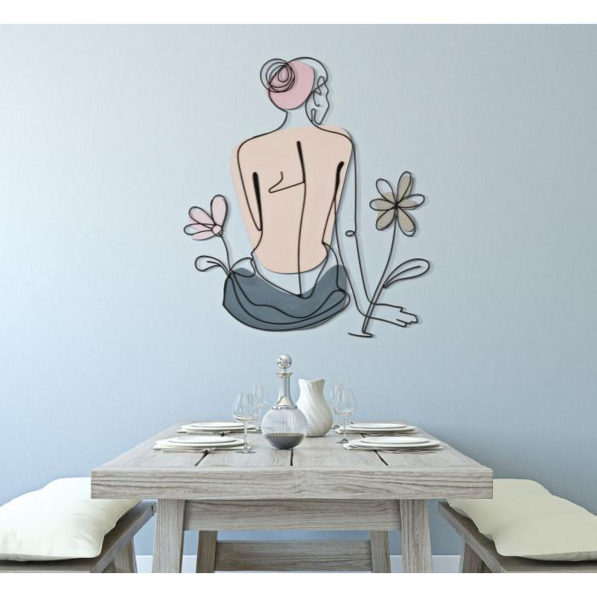 Paris Prix Décoration Murale en Métal  Lady Flower  90cm Multicolore