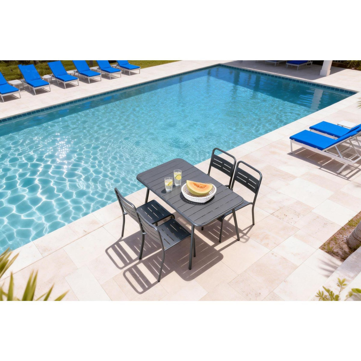 CONCEPT USINE Ensemble table de jardin 120 cm et 4 chaises BERGAME