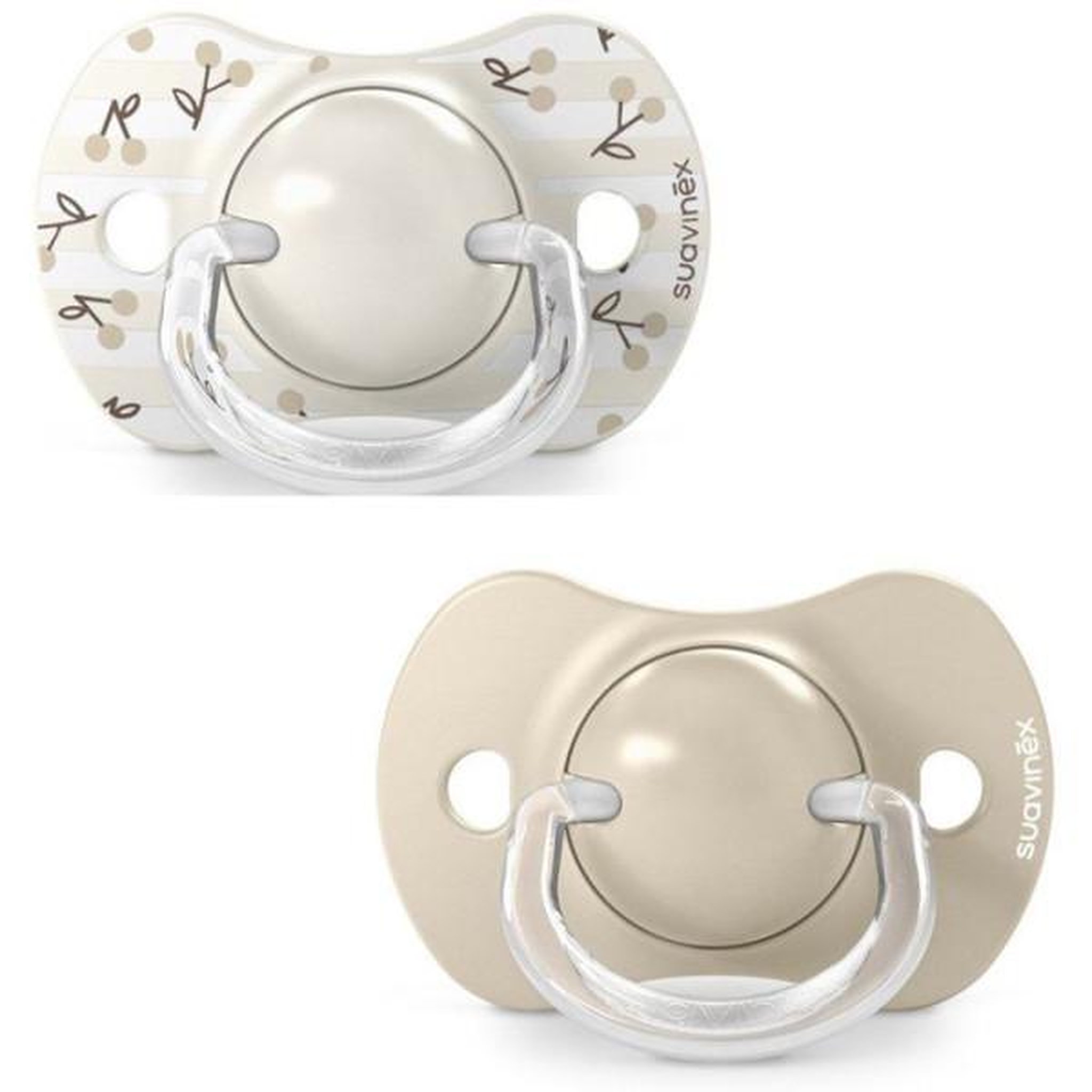 Suavinex Lot de 2 sucettes symétriques - SUAVINEX - Birdies - SX Pro - 0 a 6 mois - Beige