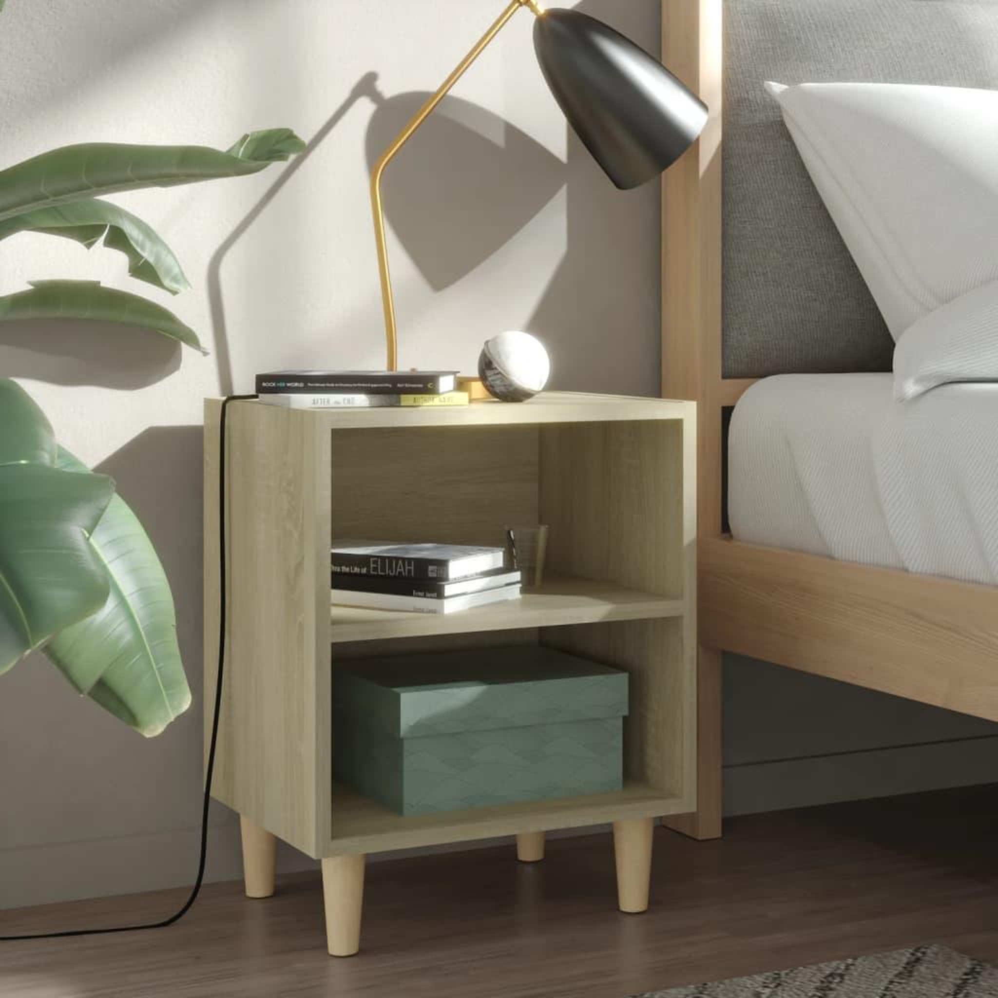 VIDAXL Tables de chevet pieds en bois 2 pcs Chene sonoma 40x30x50 cm