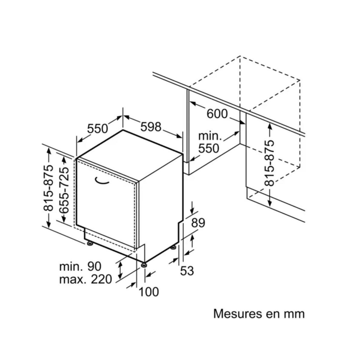 Siemens Lave-vaisselle 60cm 14 couverts 46db tout intégrable - SN63HX10VF