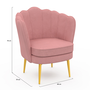 Voir la diapositive 5 : ID MARKET Fauteuil coquillage ADELLA rose en velours pieds dorés