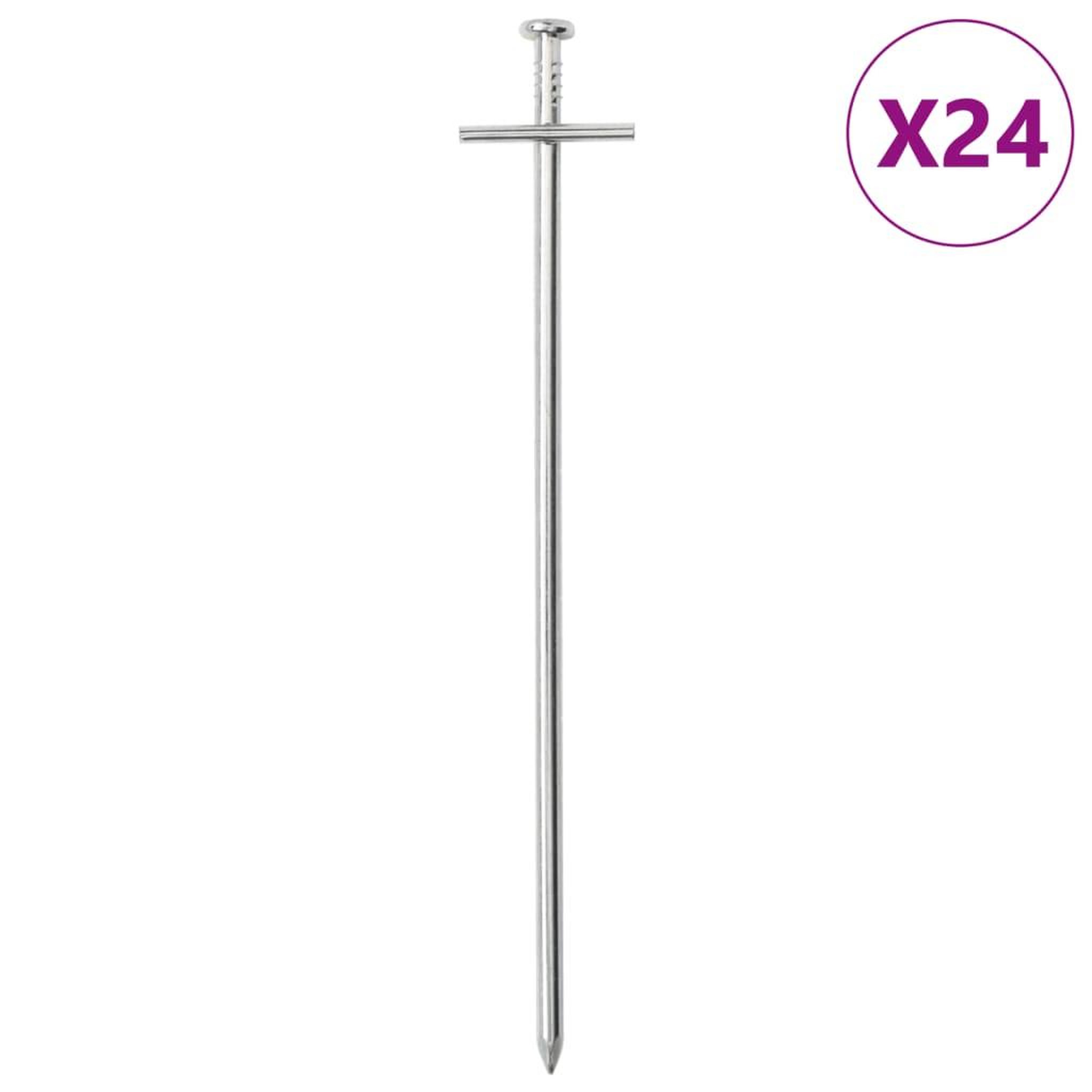 VIDAXL Piquets de tente 24 pcs 23 cm Ø6 mm acier galvanise