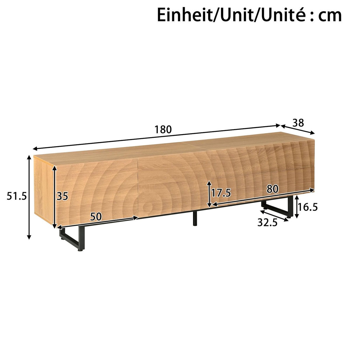 MERAX Meuble tv naturel 180 cm panneau de particules