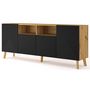 Voir la diapositive 1 : BEST MOBILIER Velato - buffet bas - effet bois et noir - 195 cm