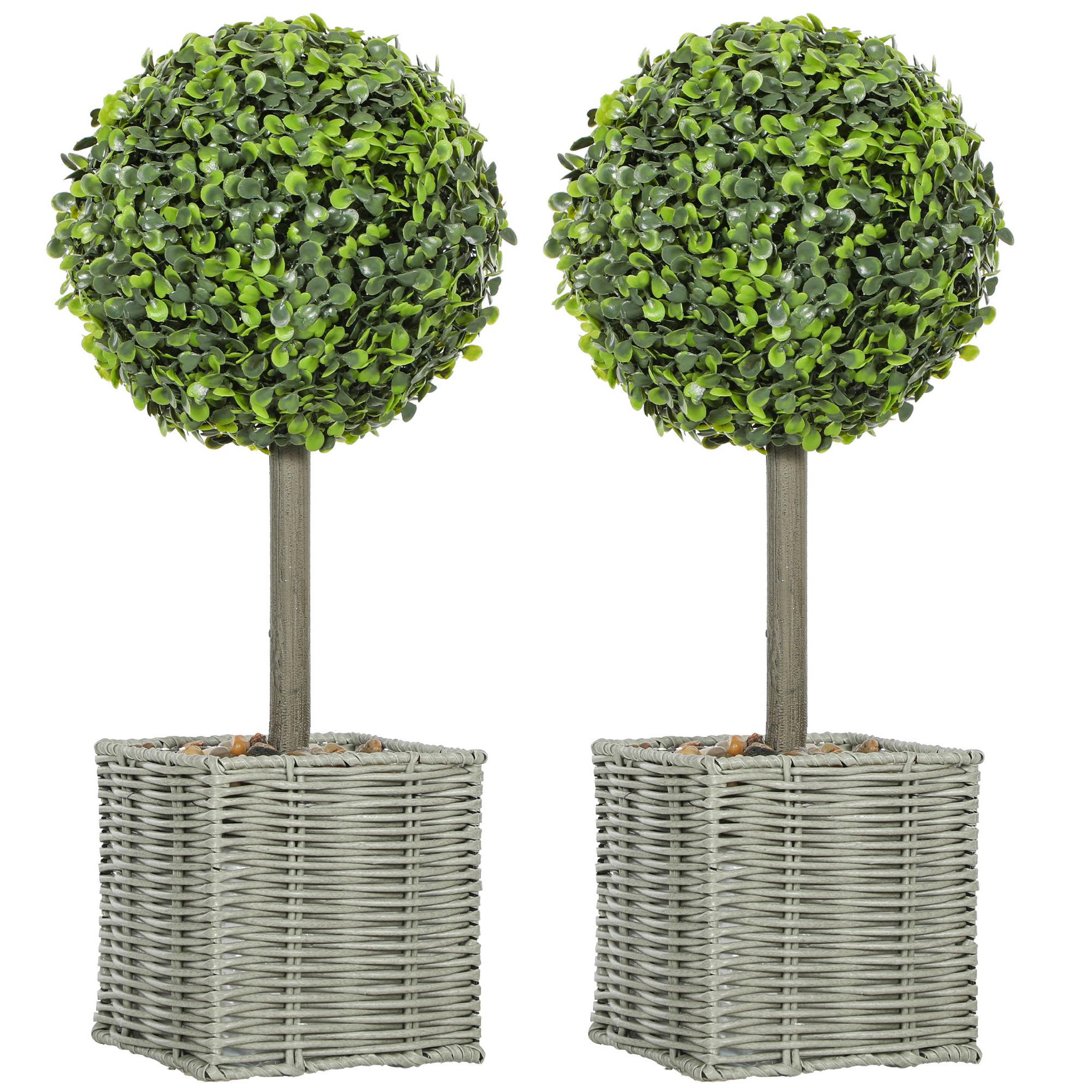 Voir la diapositive 5 : HOMCOM Lot de 2 plantes artificielles 50H cm en plastique vert