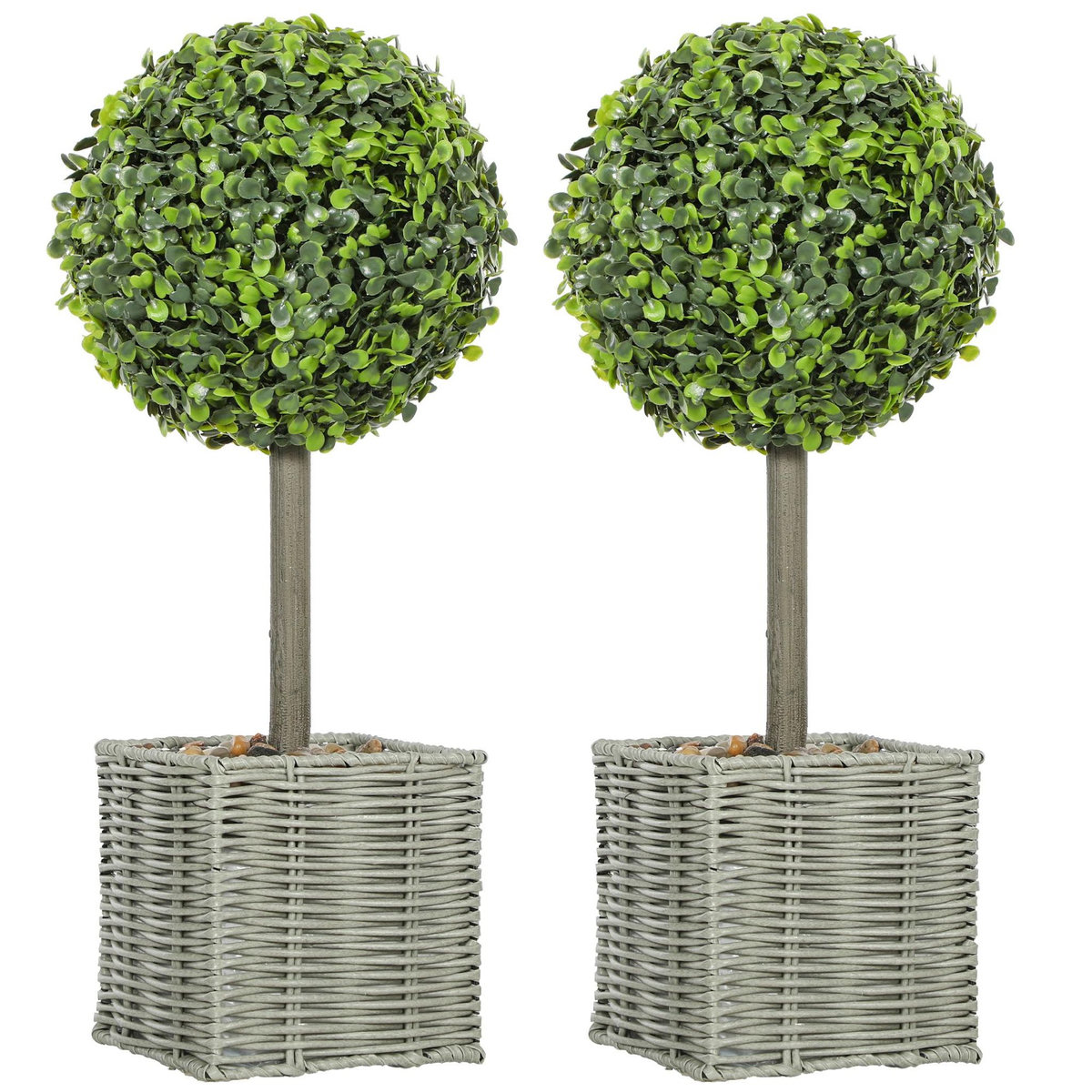 HOMCOM Lot de 2 plantes artificielles 50H cm en plastique vert
