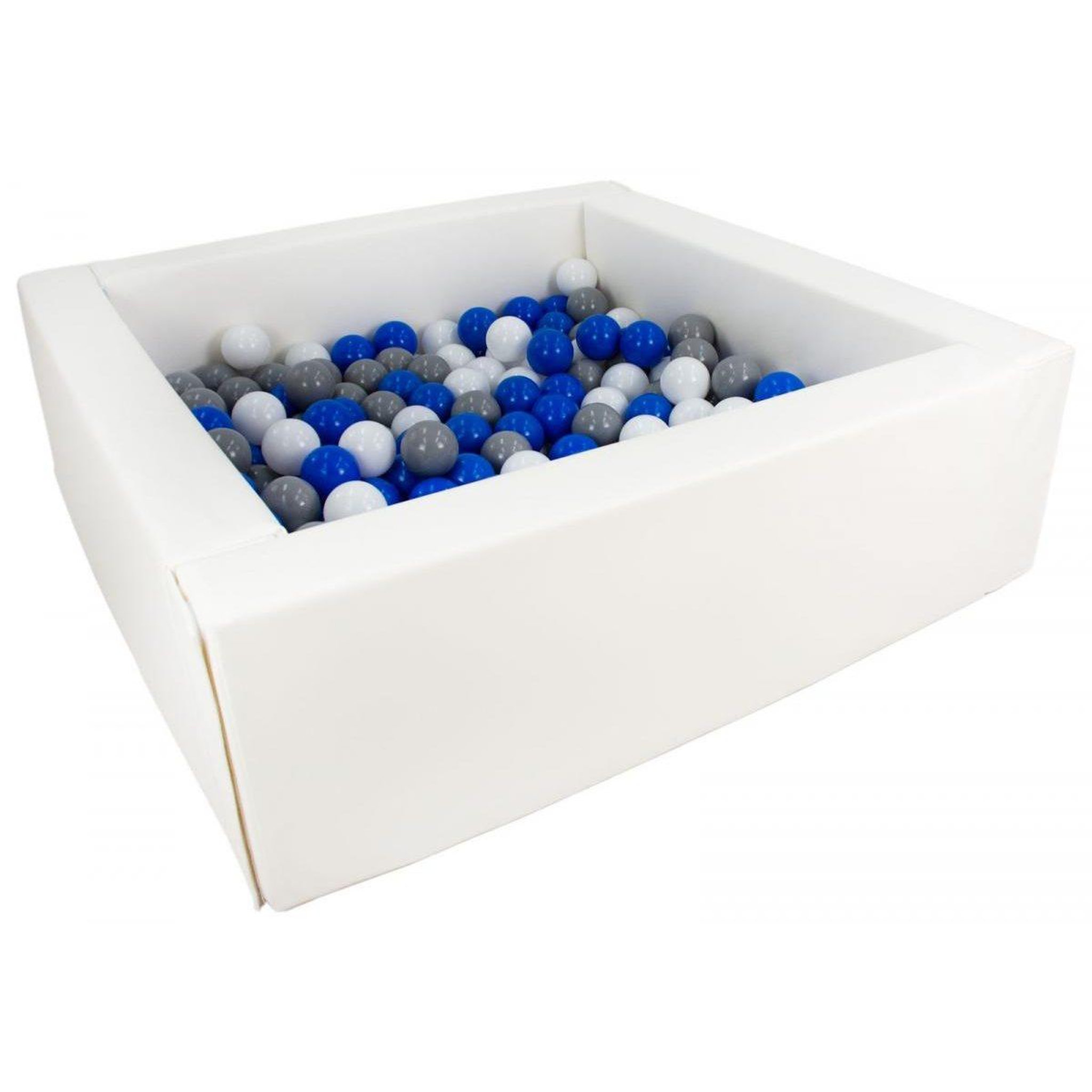 VELINDA Piscine à balles carrée avec 200 balles - blanc/blanc, bleu, gris