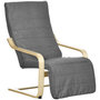 Voir la diapositive 1 : HOMCOM Fauteuil style nordique - repose-pied réglable - déhoussable - bois de bouleau tissu gris