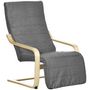 Voir la diapositive 1 : HOMCOM Fauteuil style nordique - repose-pied réglable - déhoussable - bois de bouleau tissu gris