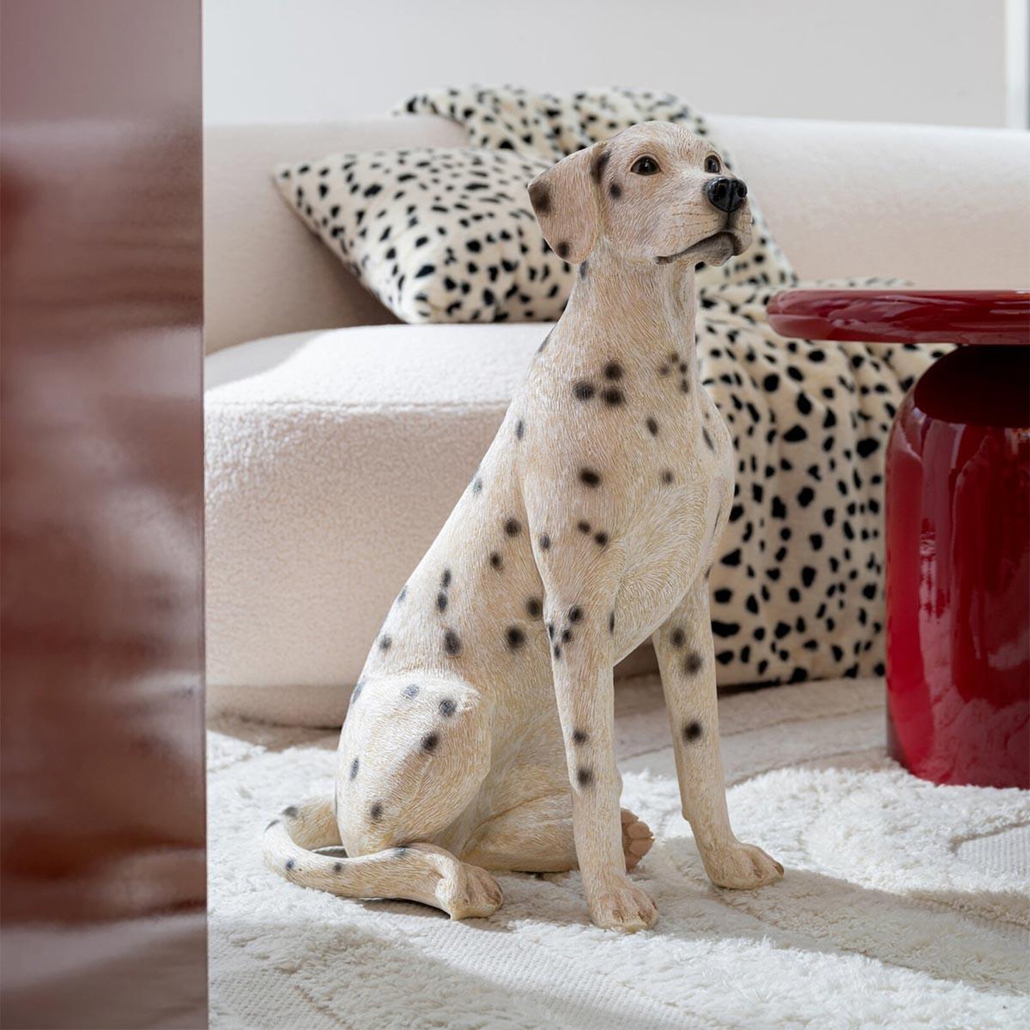 Voir la diapositive 5 : J-LINE Statuette déco dalmatien assis  bruna  35cm blanc