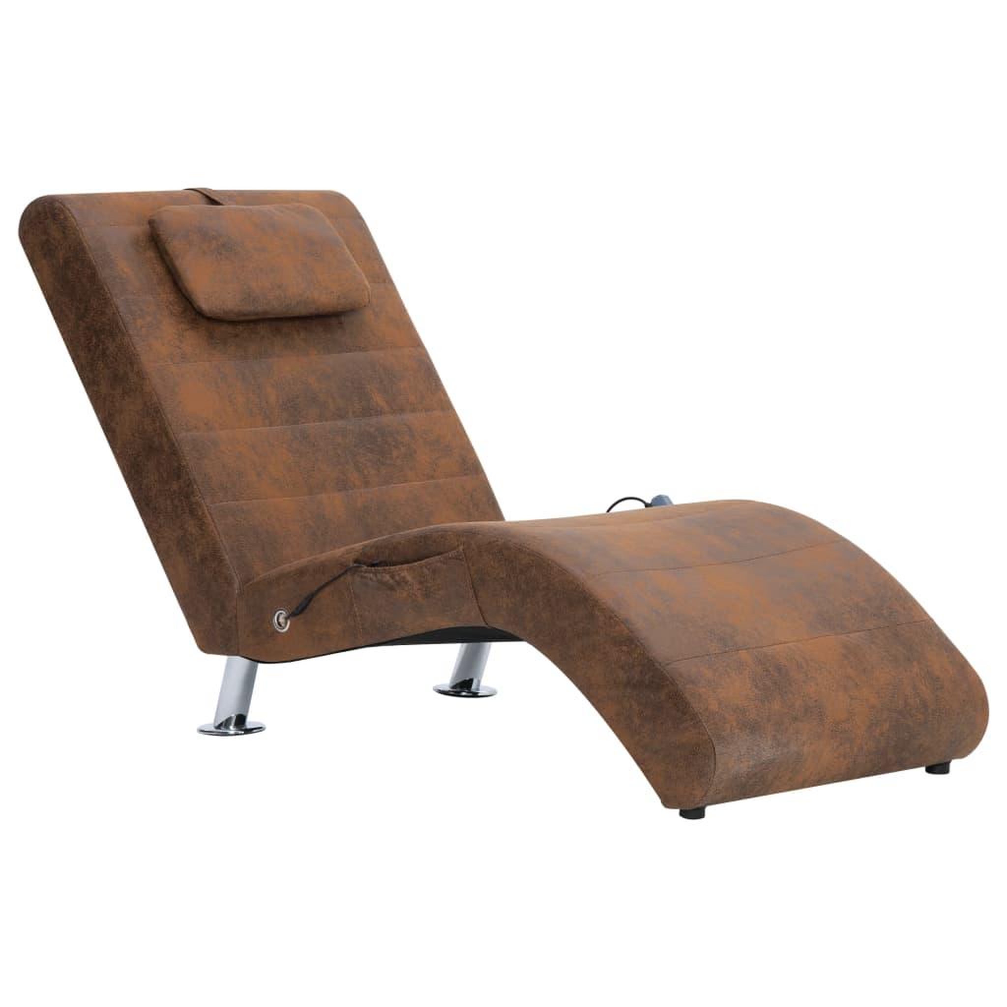 Voir la diapositive 2 : VIDAXL Chaise longue de massage avec oreiller Marron Similicuir daim