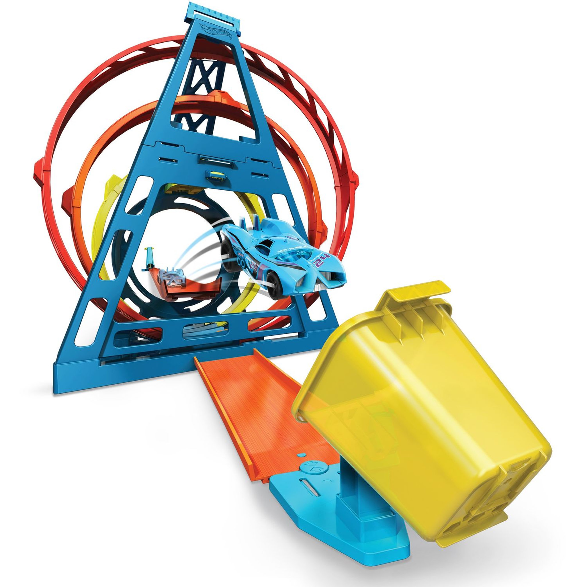 Voir la diapositive 3 : MATTEL Kit Triple looping track builder Hot Wheels