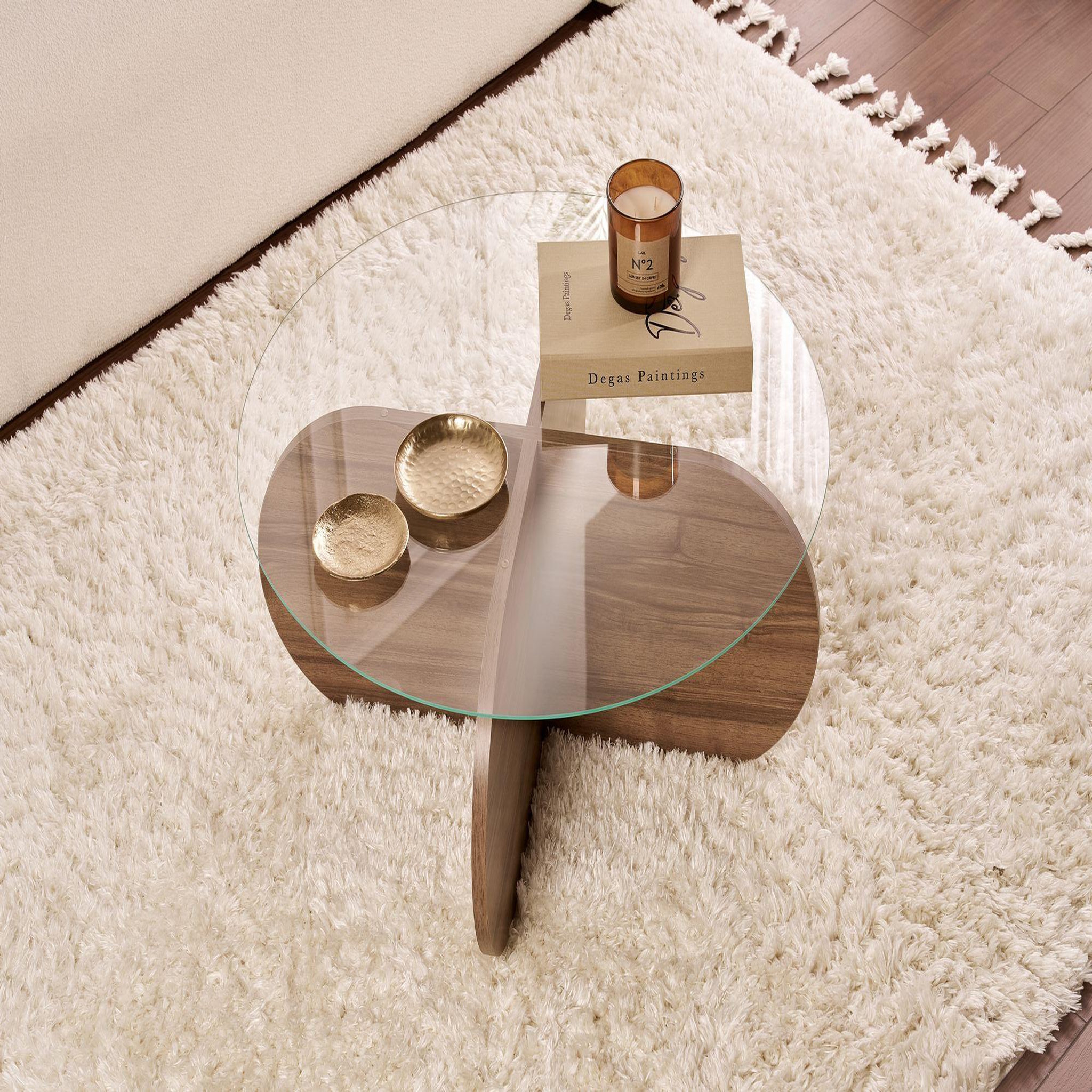Voir la diapositive 4 : Habitat et Jardin Table basse en bois  aeris  - 75 x 75 x 35 cm - noyertransparent