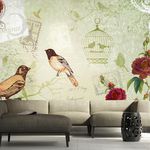 Paris Prix Papier Peint  Vintage Birds. Coloris disponibles : Multicolore