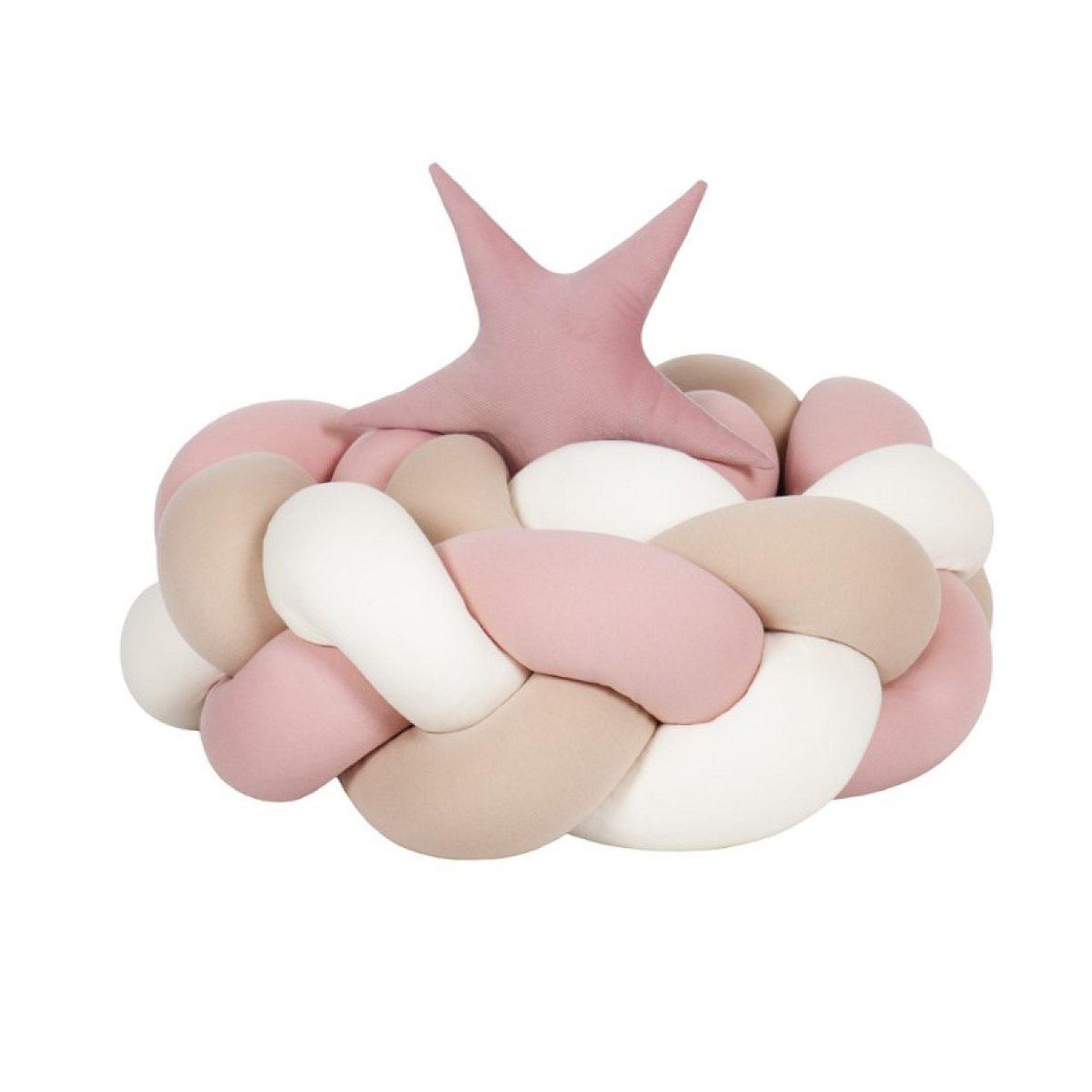 VELINDA Protection tressée lit bébé blanc rose cappuccino
