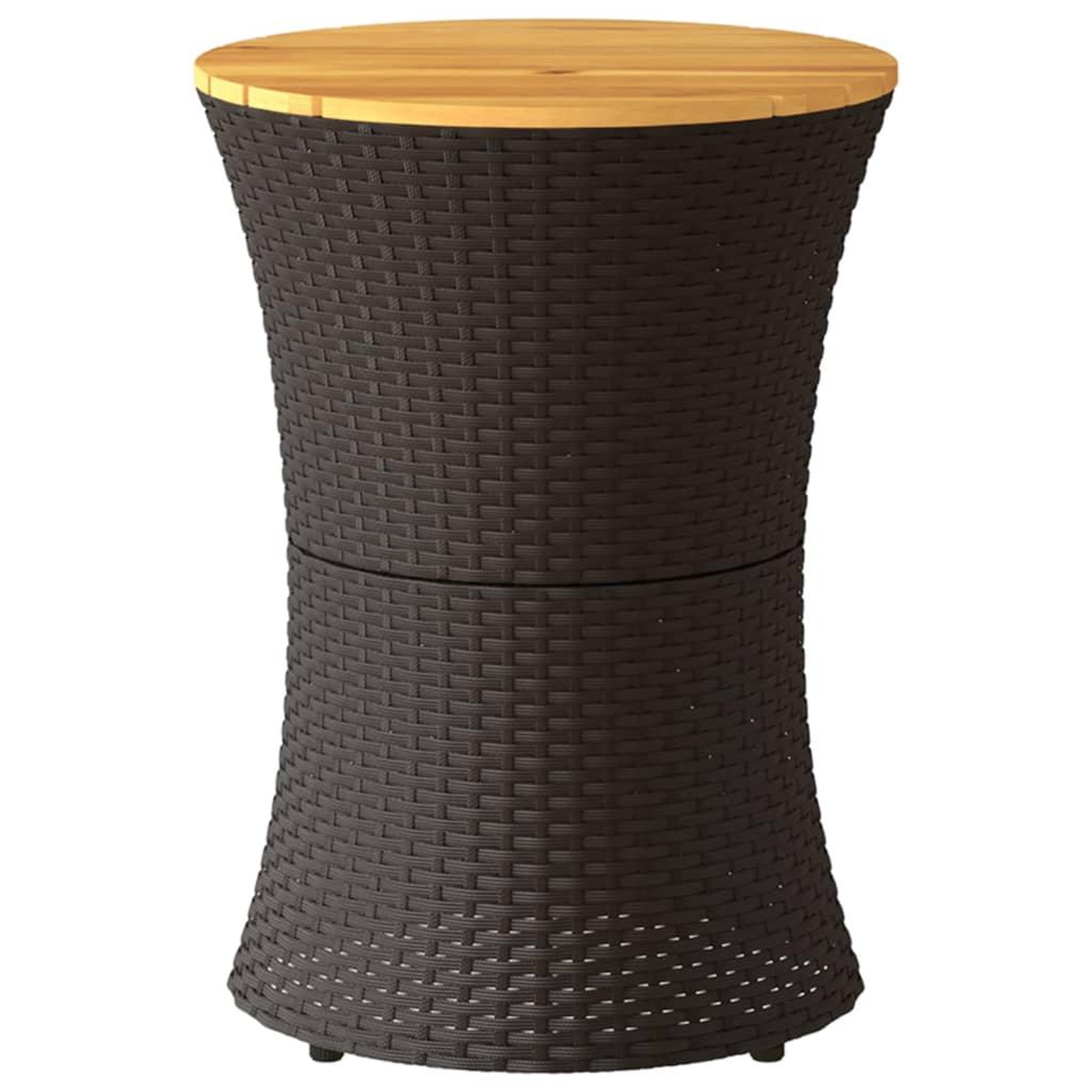 Voir la diapositive 4 : VIDAXL Table d'appoint de jardin forme tambour noir rotin bois massif