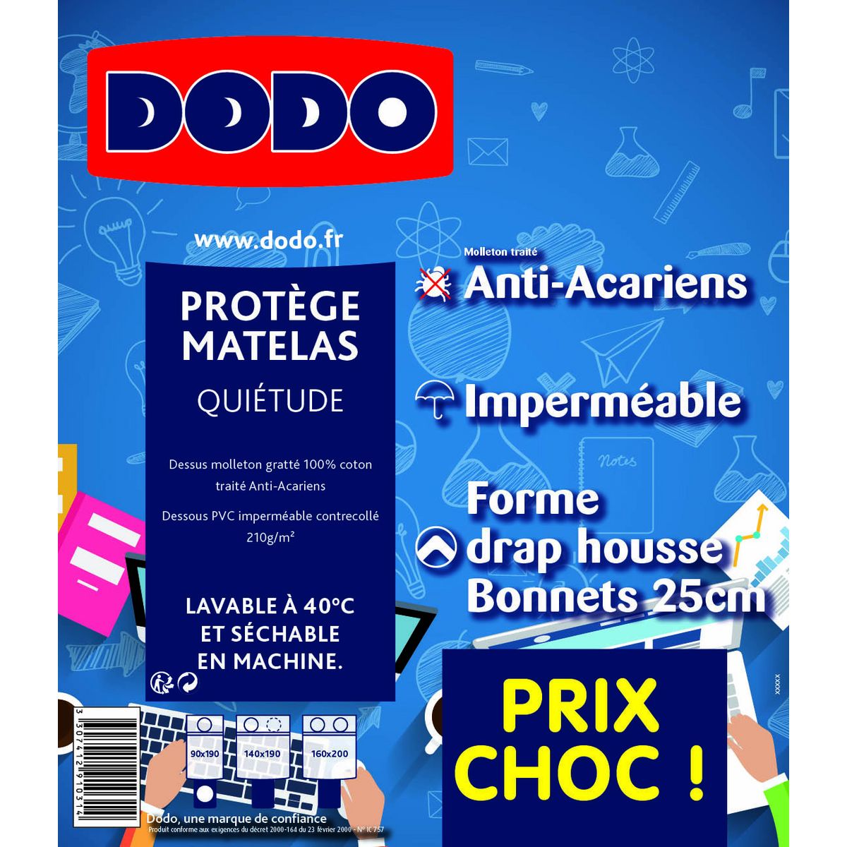 DODO Protège matelas imperméable anti-acarien STARS